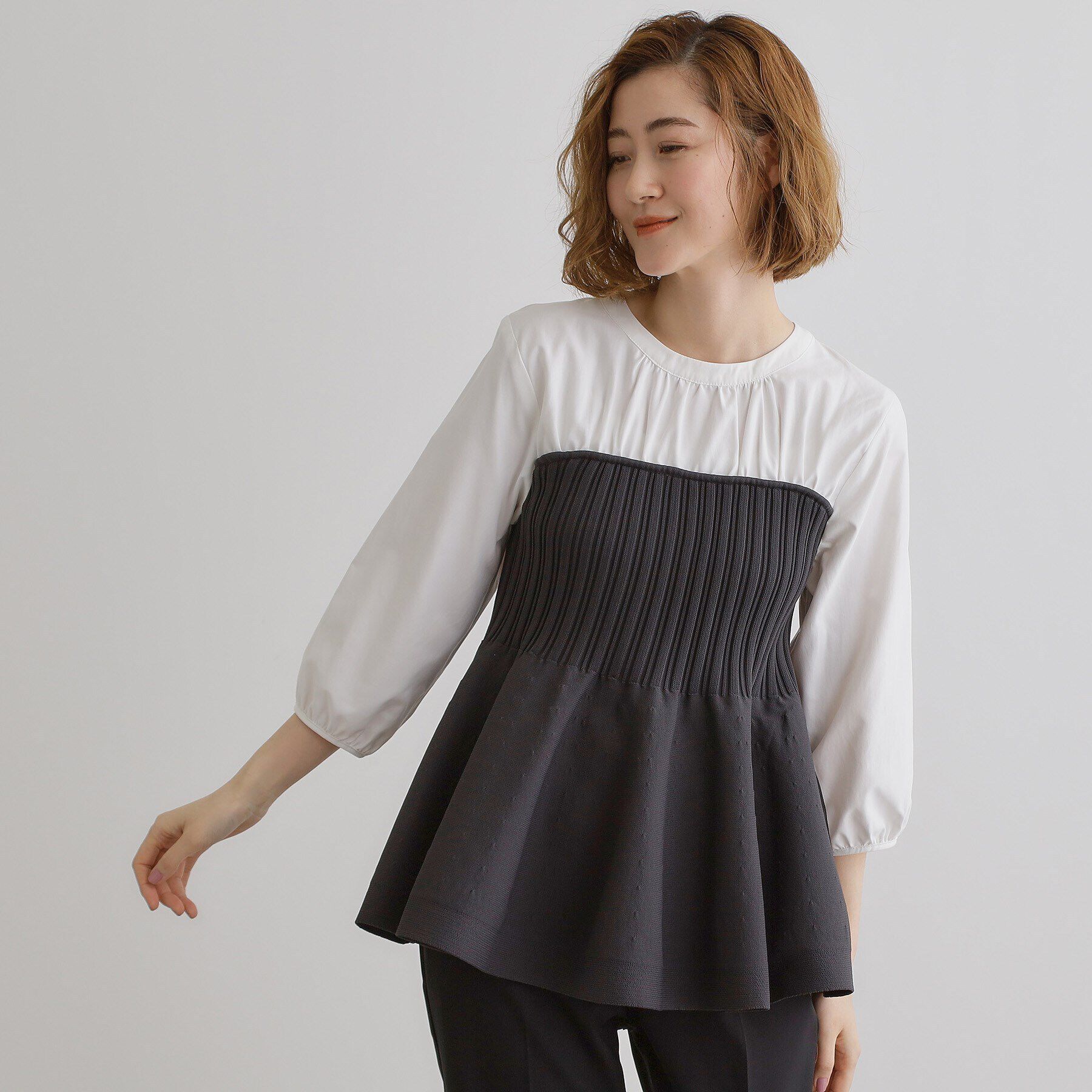 grove「ニットビスチェドッキングシャツ」|Tシャツ・カットソー|チャコールグレー(0