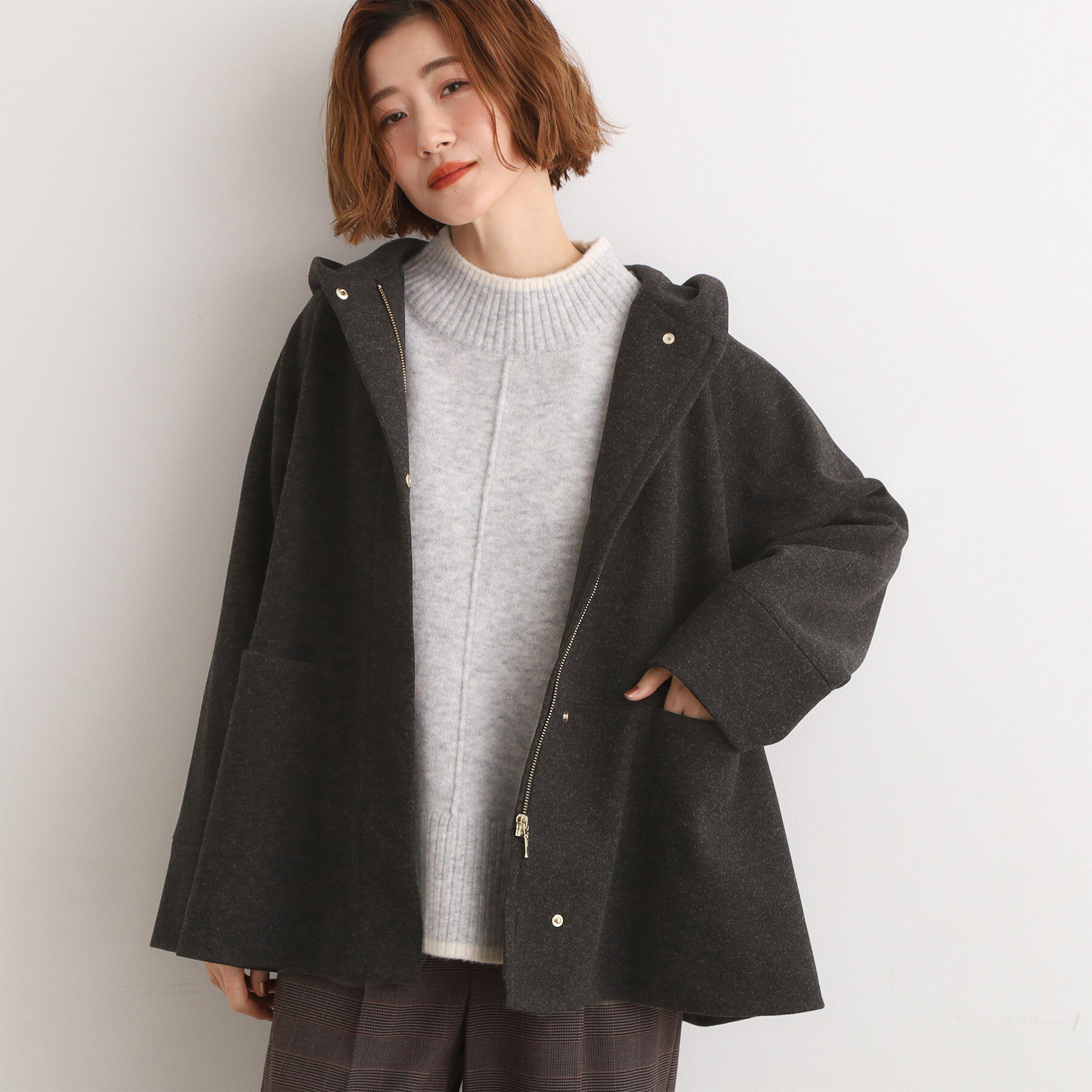 grove「フーデットミドルコート」|その他|ブラック(019)