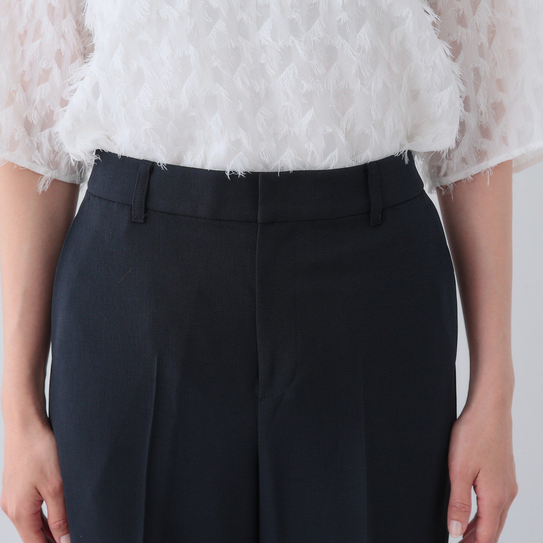 INDIVI「【洗える／UVケア／SETUP可能】ウール調ワイドパンツ」|スーツ|