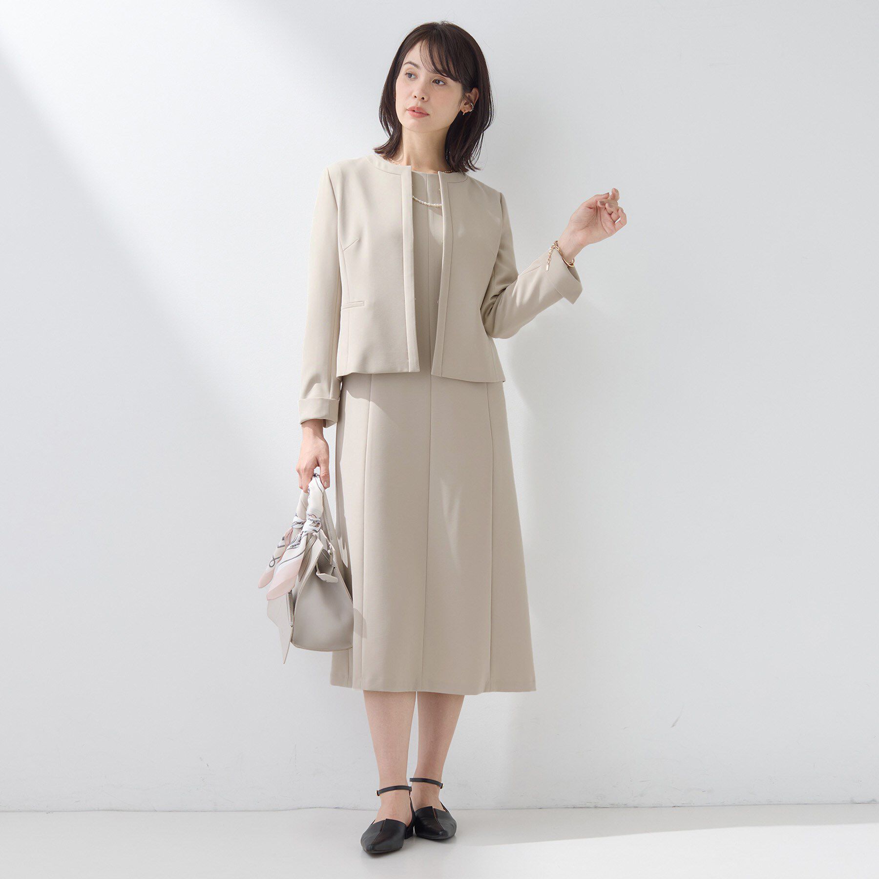 INDIVI「【上品光沢／セレモニー／SETUP可能】スタイルUPワンピース」|ワンピース|