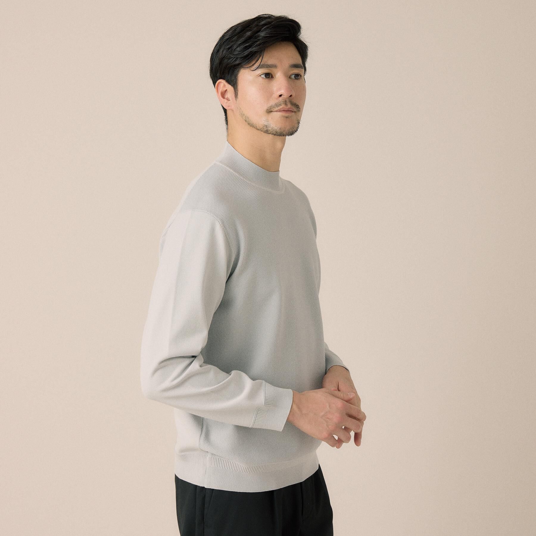 TAKEO KIKUCHI「モックネック 鹿の子 ニット プルオーバー」|ニット・セーター|