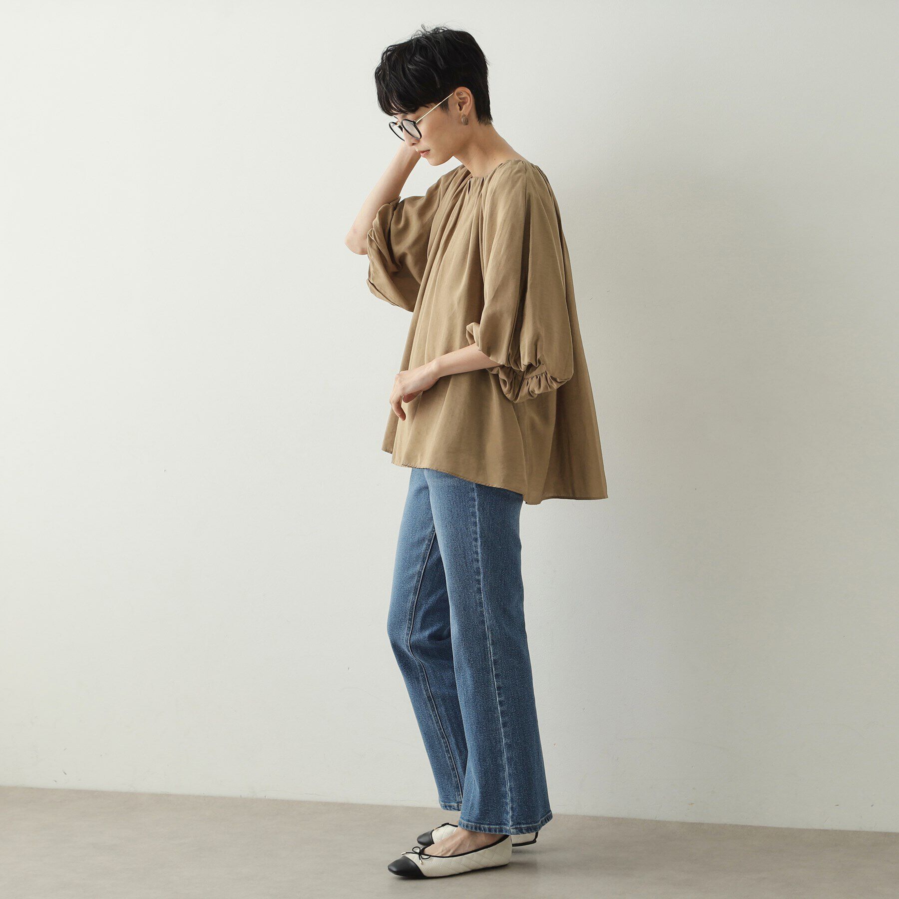 OPAQUE.CLIP「バルーンスリーブギャザーブラウス【洗濯機洗い可】」|シャツ・ブラウス|