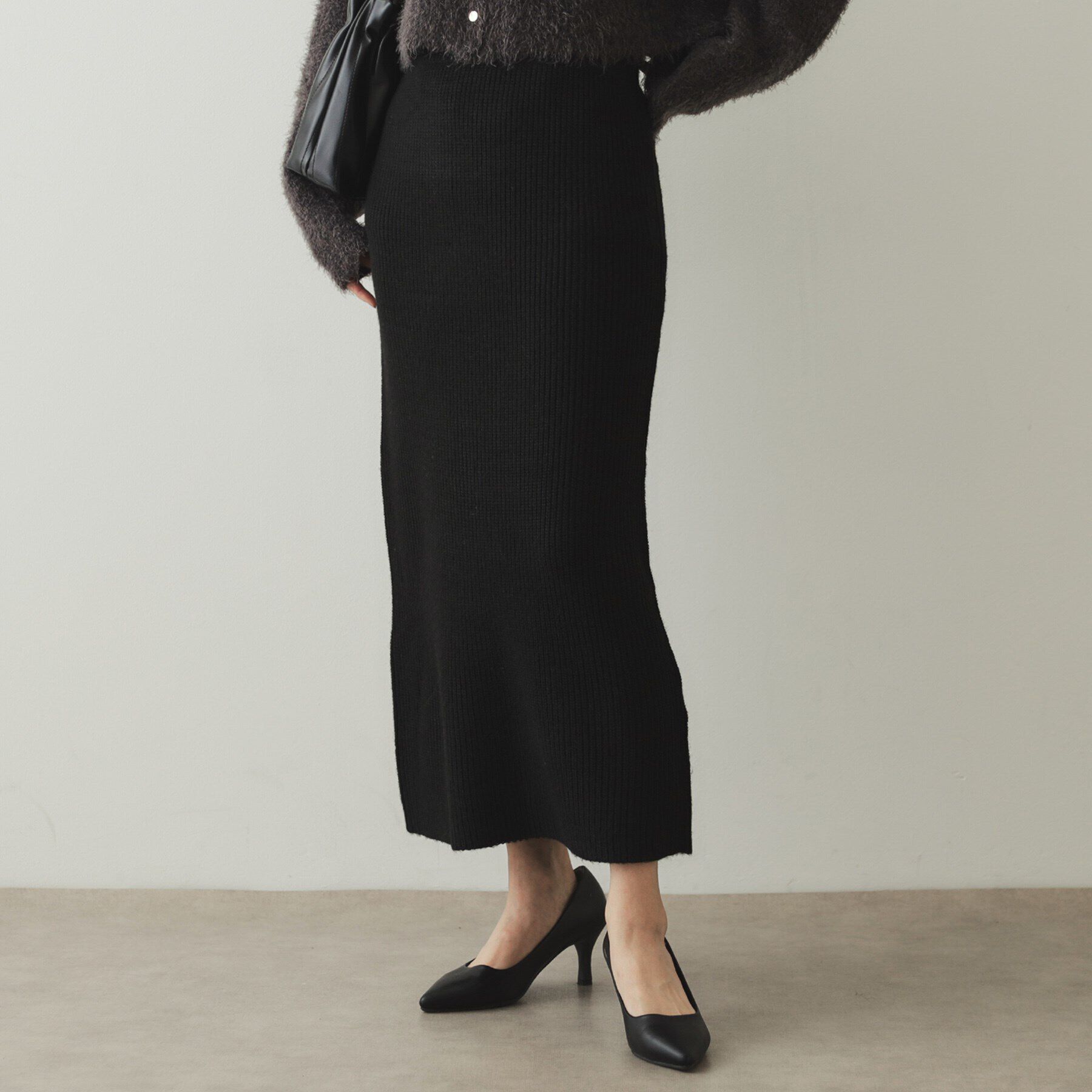 OPAQUE.CLIP「ミドルゲージナロースカート／セットアップ対応【洗濯機洗い可】」|スカート|ブラック(019)