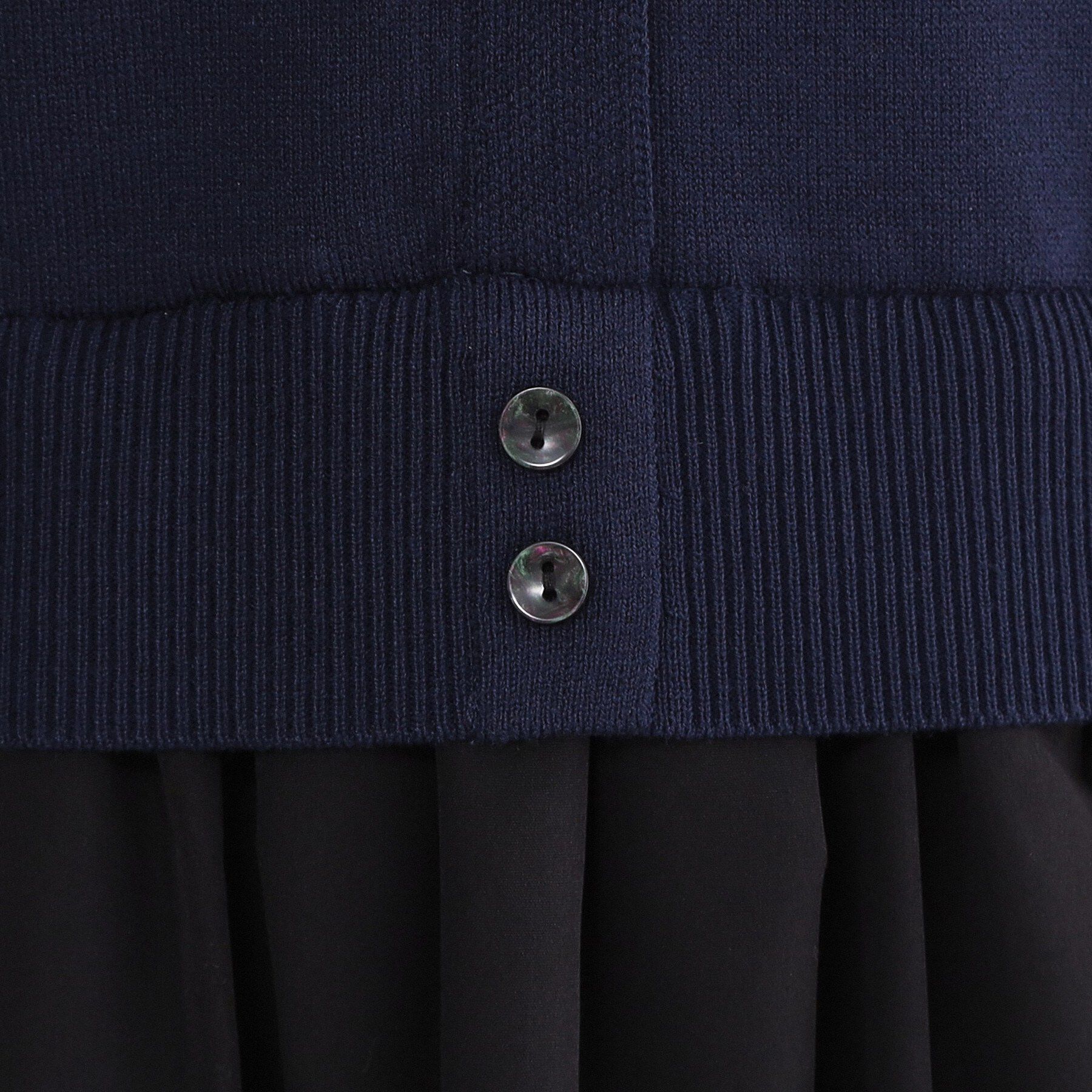 OPAQUE.CLIP「ポロ襟ニットドッキングフレアワンピース【洗濯機OK】」|ワンピース|