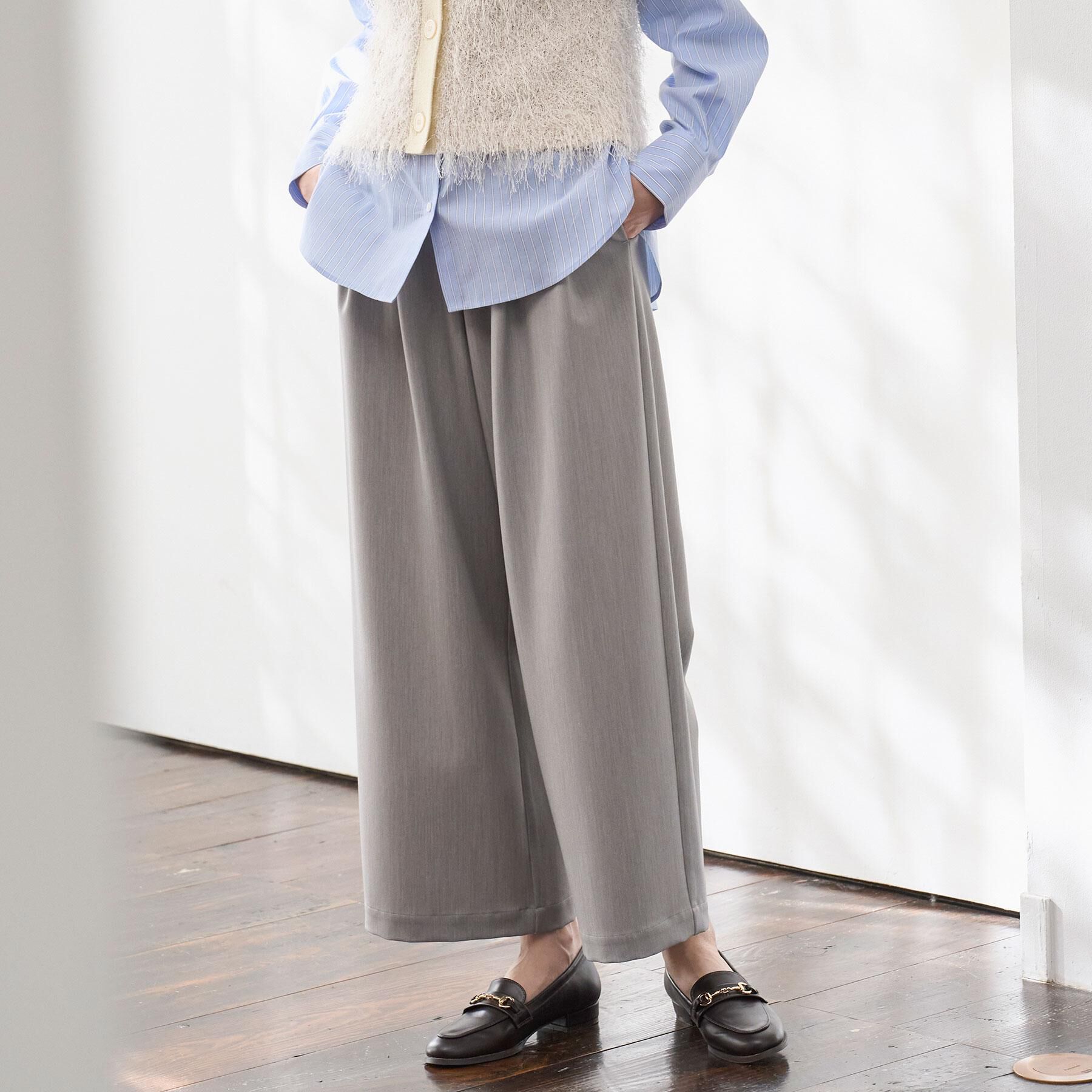 OPAQUE.CLIP「ウエストサテンイージータックワイドパンツ【洗濯機OK】」|その他|