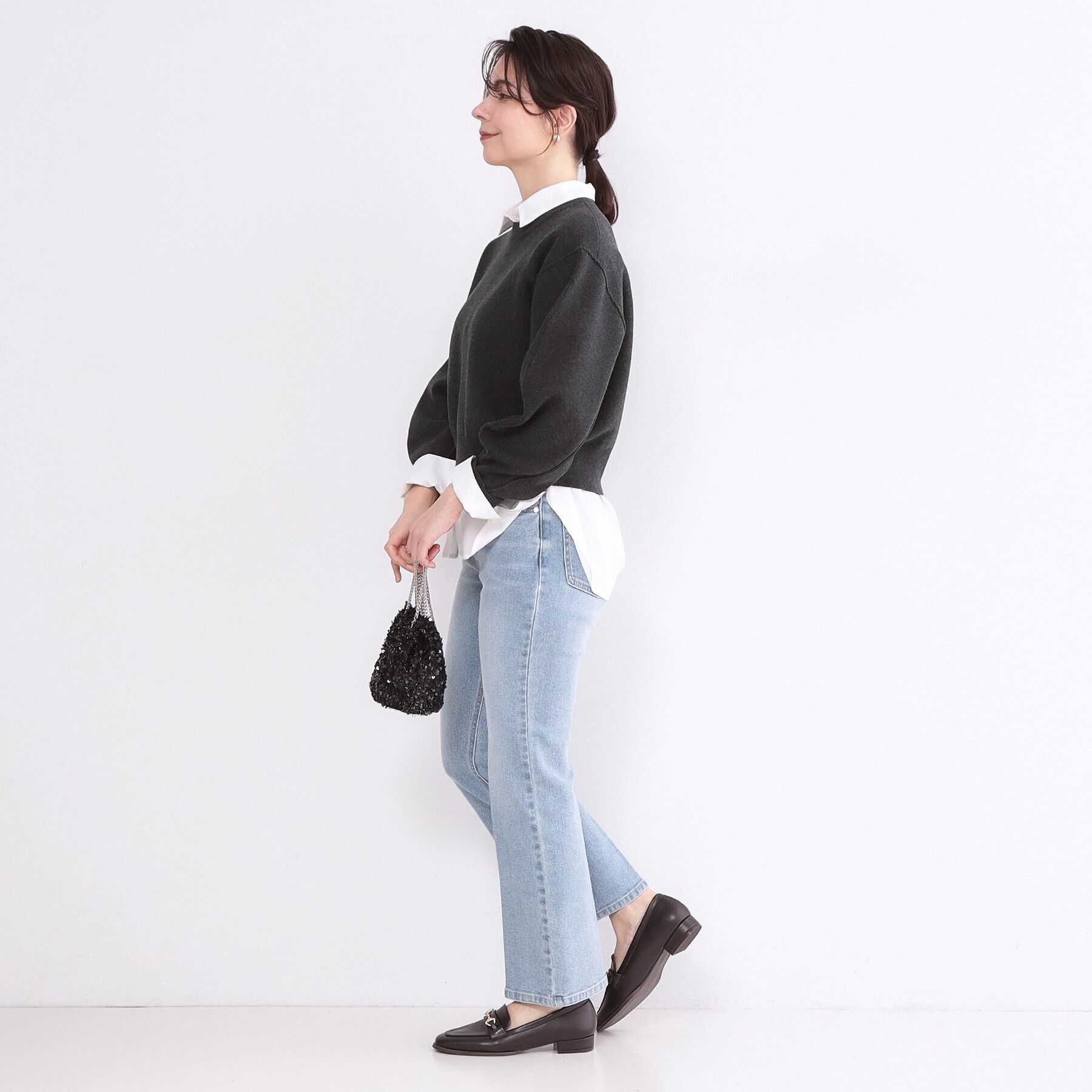 OPAQUE.CLIP「スウェットライクショートニット【洗濯機OK】」|ニット・セーター|