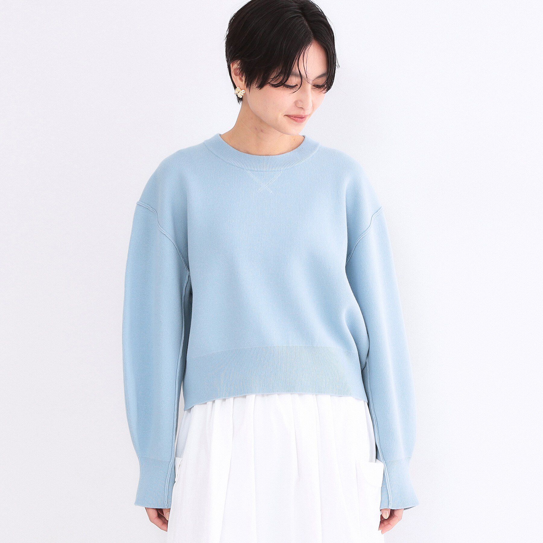 OPAQUE.CLIP「スウェットライクショートニット【洗濯機OK】」|ニット・セーター|