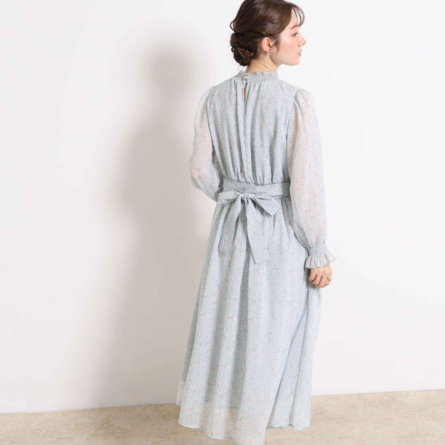 Couture broach「【洗える・着映え】楊柳小花シャーリングワンピース」|ワンピース|