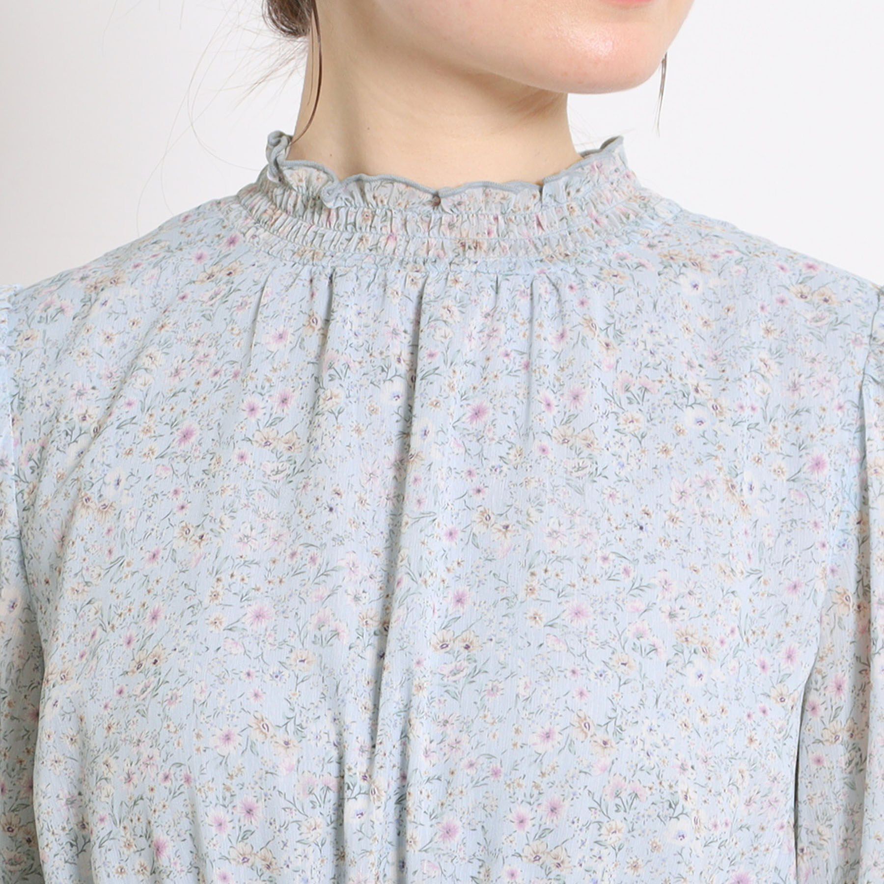 Couture broach「【洗える・着映え】楊柳小花シャーリングワンピース」|ワンピース|