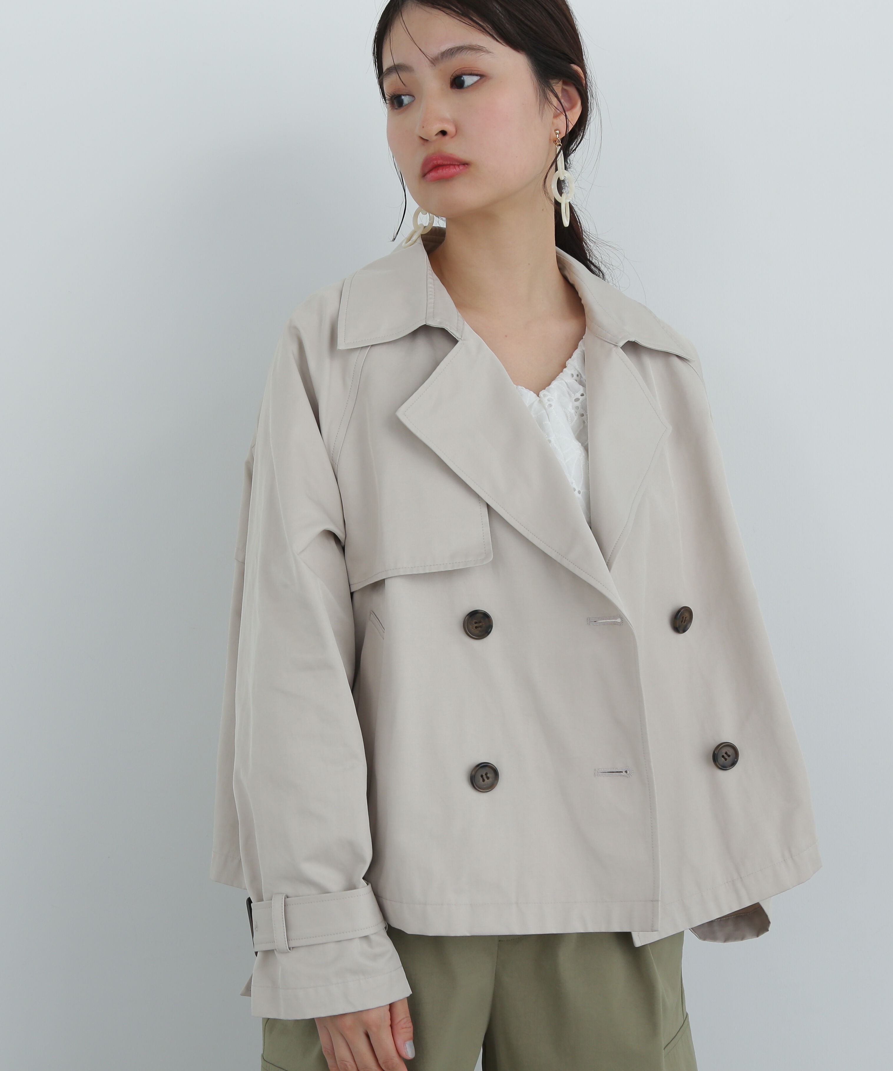  「袖バックルショートトレンチコート」|その他|