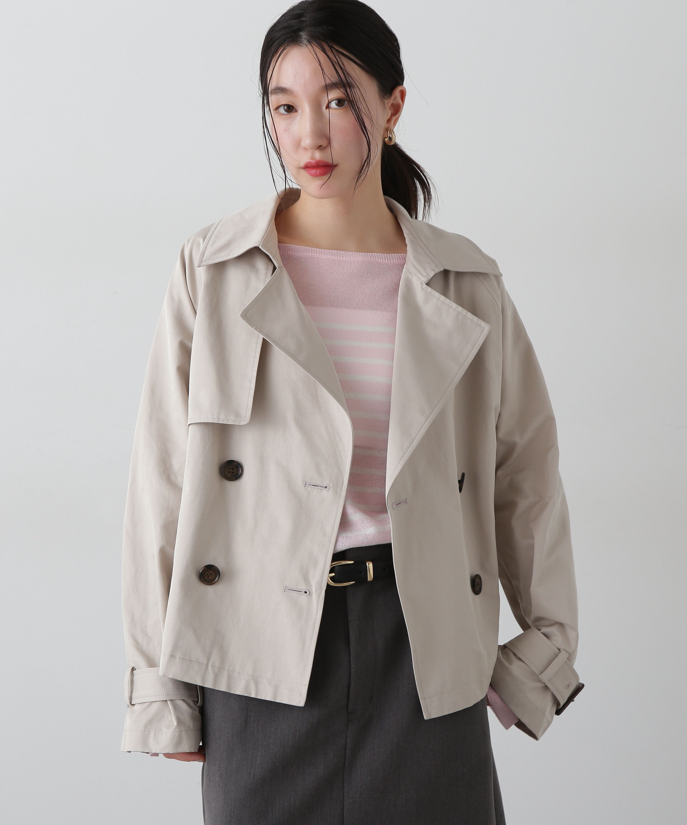  「袖バックルショートトレンチコート」|その他|