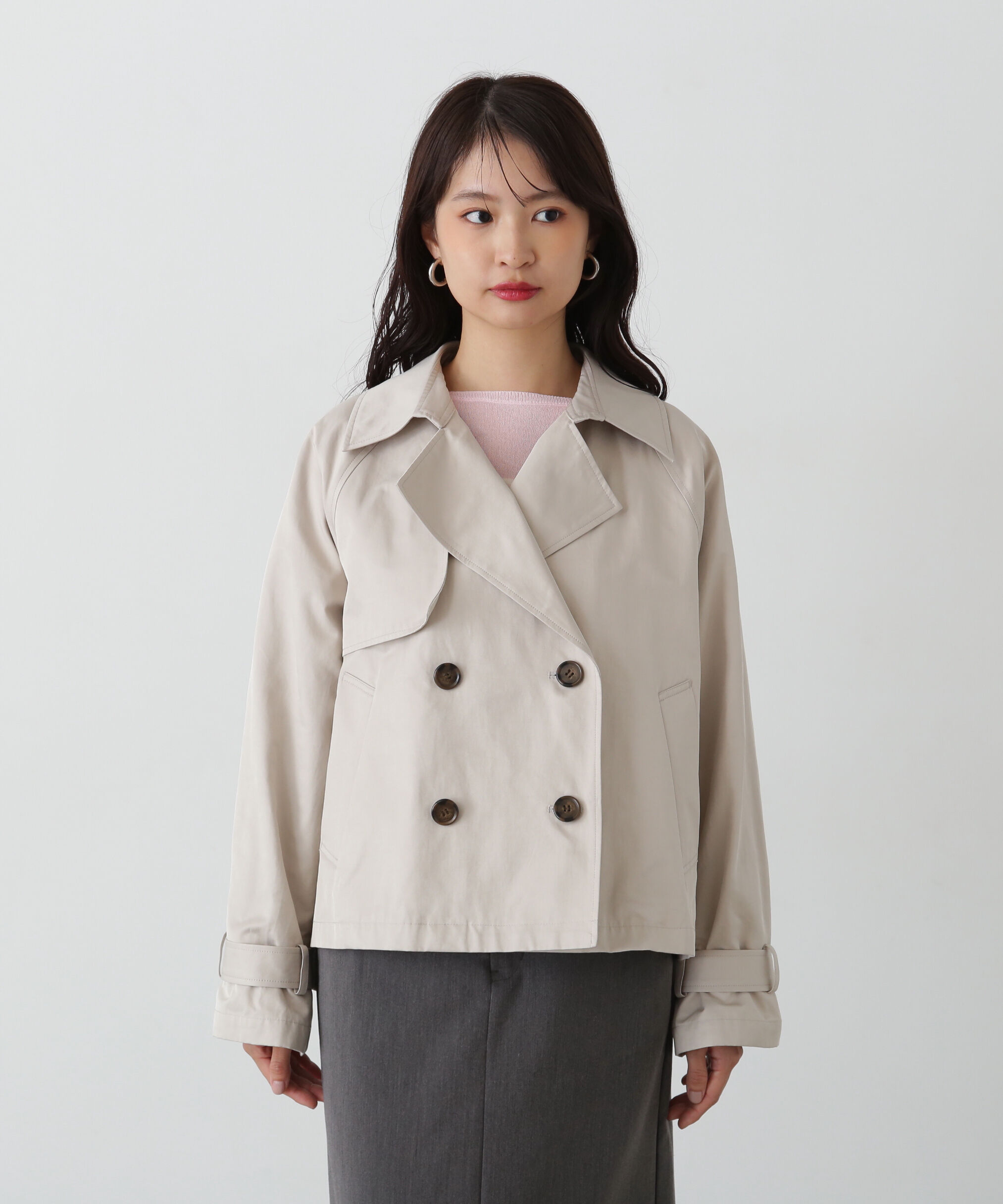  「袖バックルショートトレンチコート」|その他|