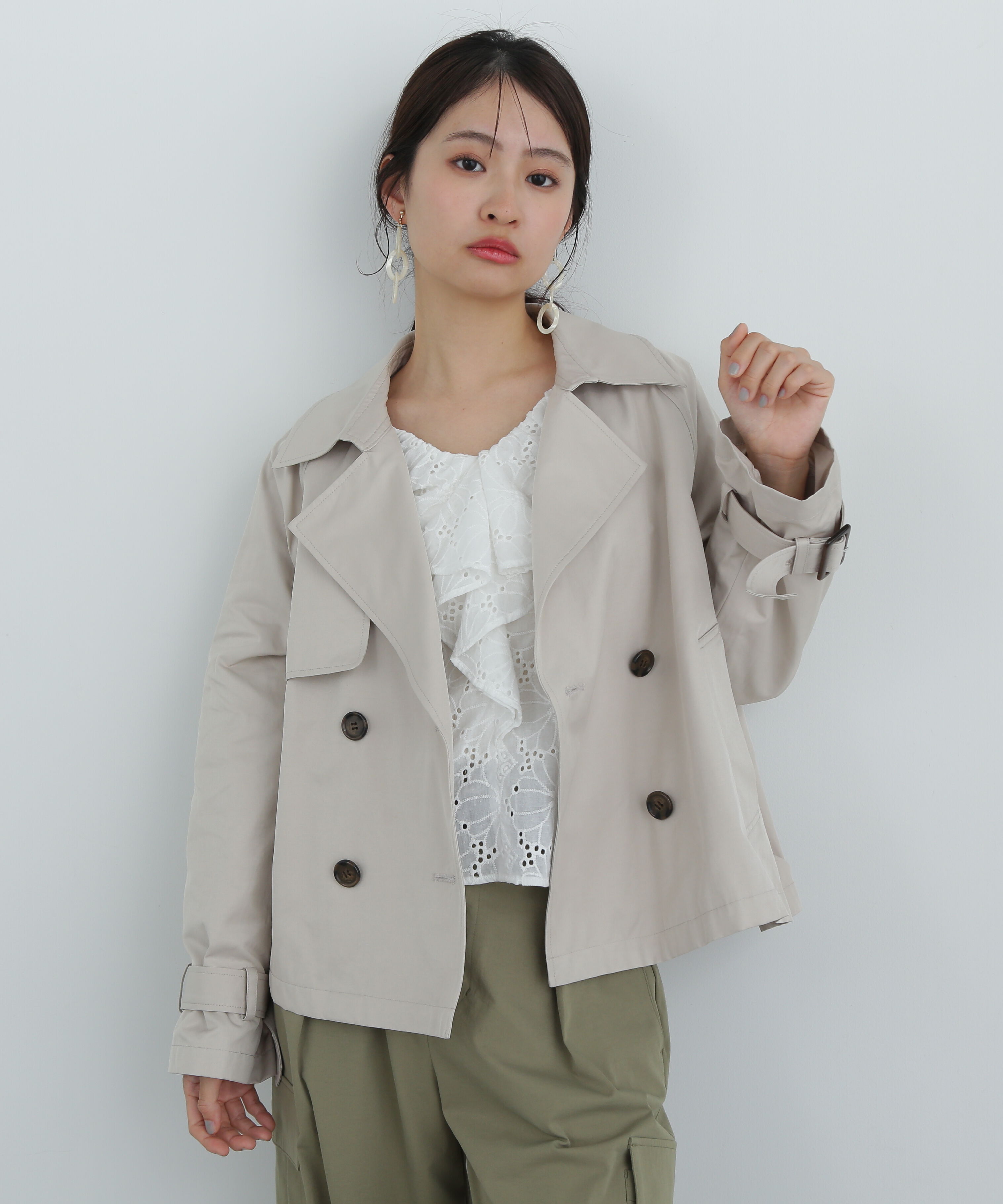  「袖バックルショートトレンチコート」|その他|