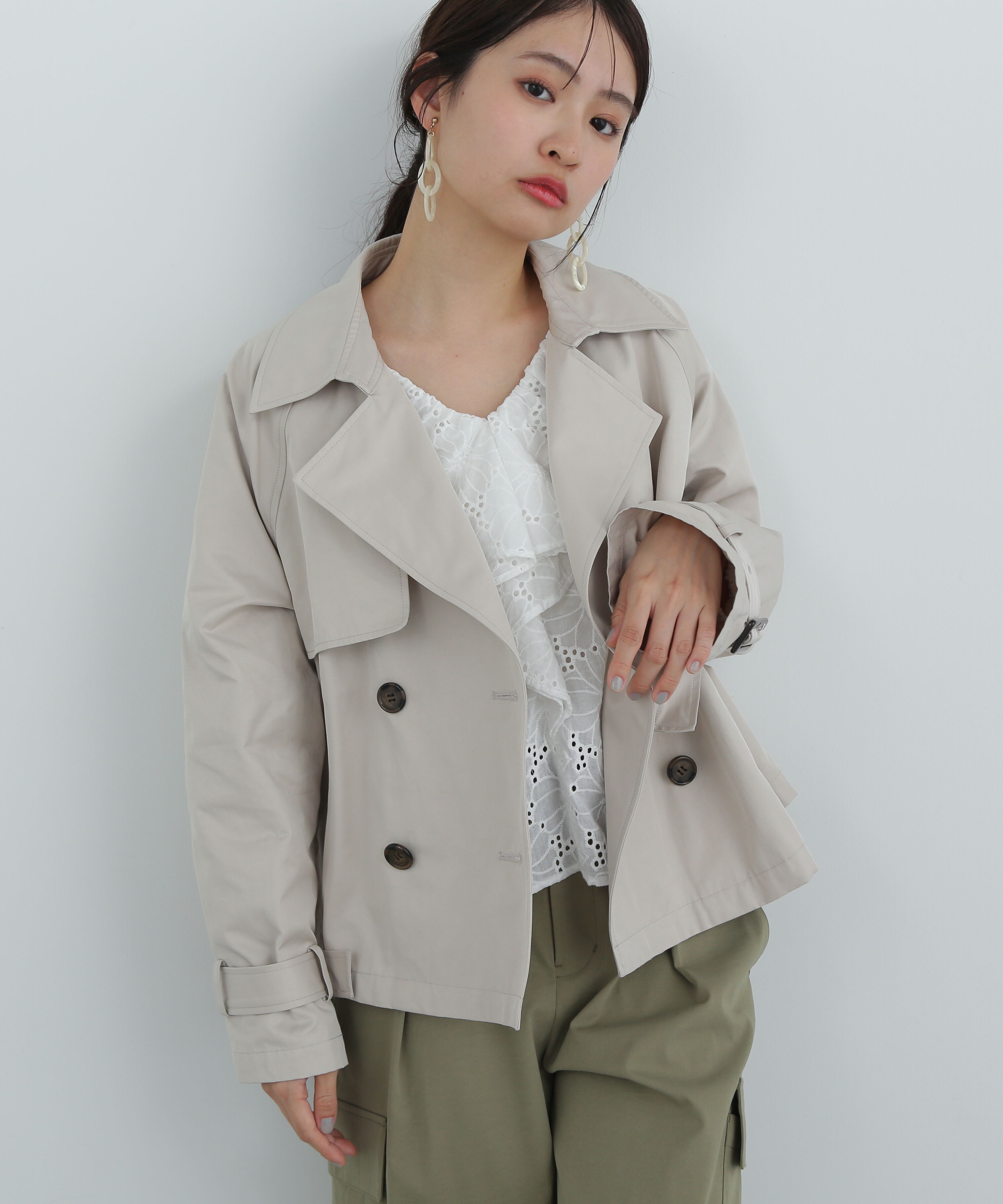  「袖バックルショートトレンチコート」|その他|