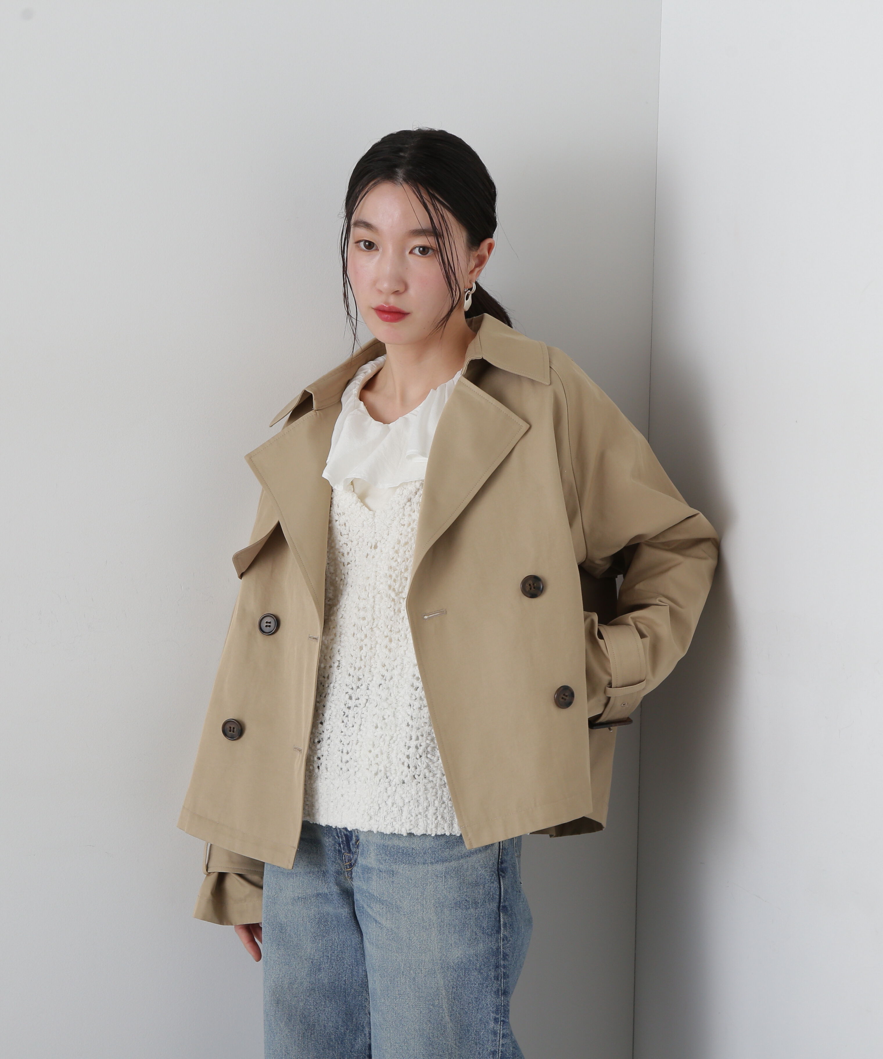  「袖バックルショートトレンチコート」|その他|