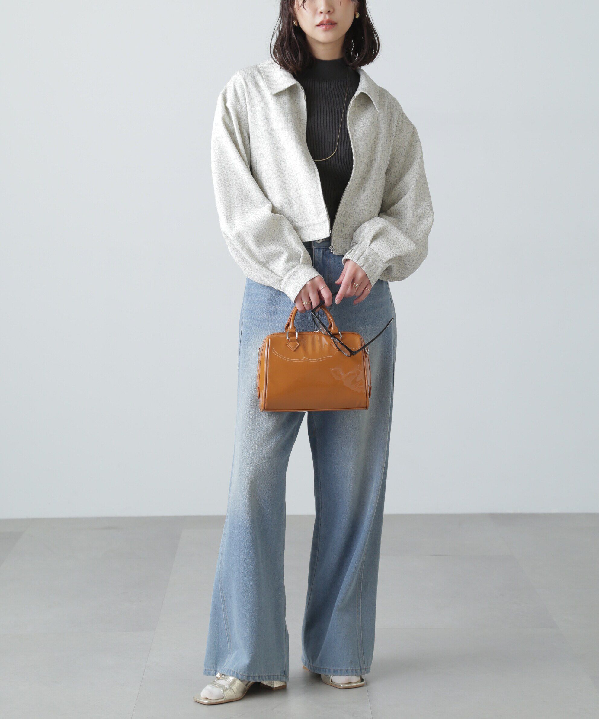  「〈洗える〉マシンウォッシャブルボトルネックリブニット」|ニット・セーター|