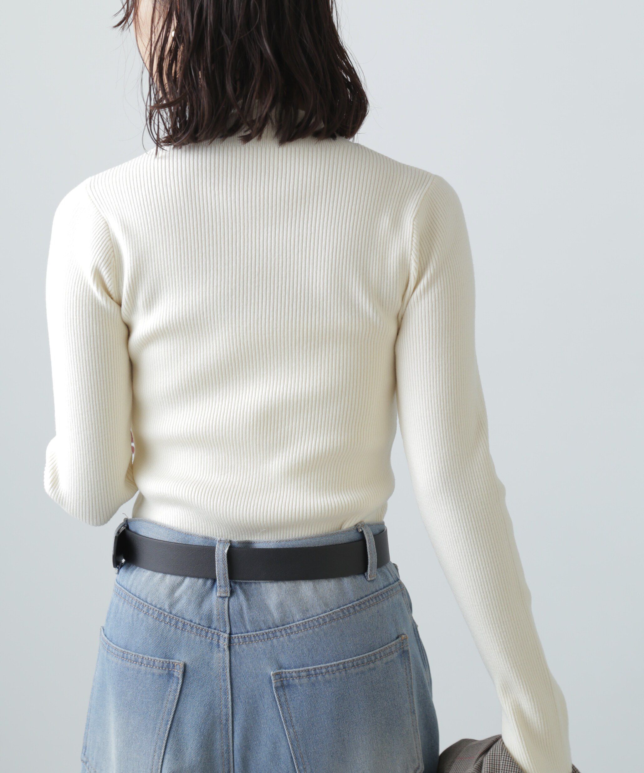  「〈洗える〉マシンウォッシャブルボトルネックリブニット」|ニット・セーター|