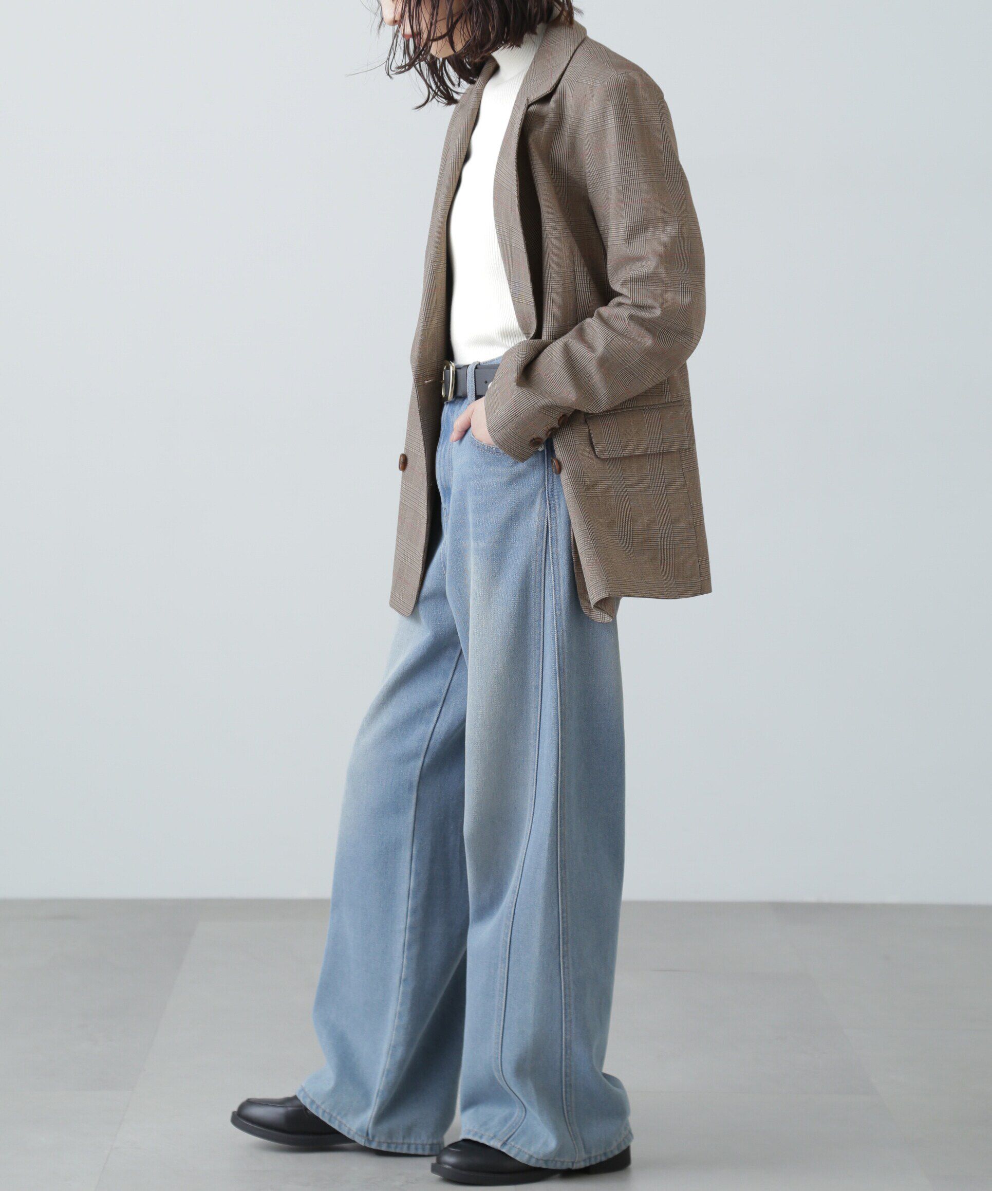  「〈洗える〉マシンウォッシャブルボトルネックリブニット」|ニット・セーター|