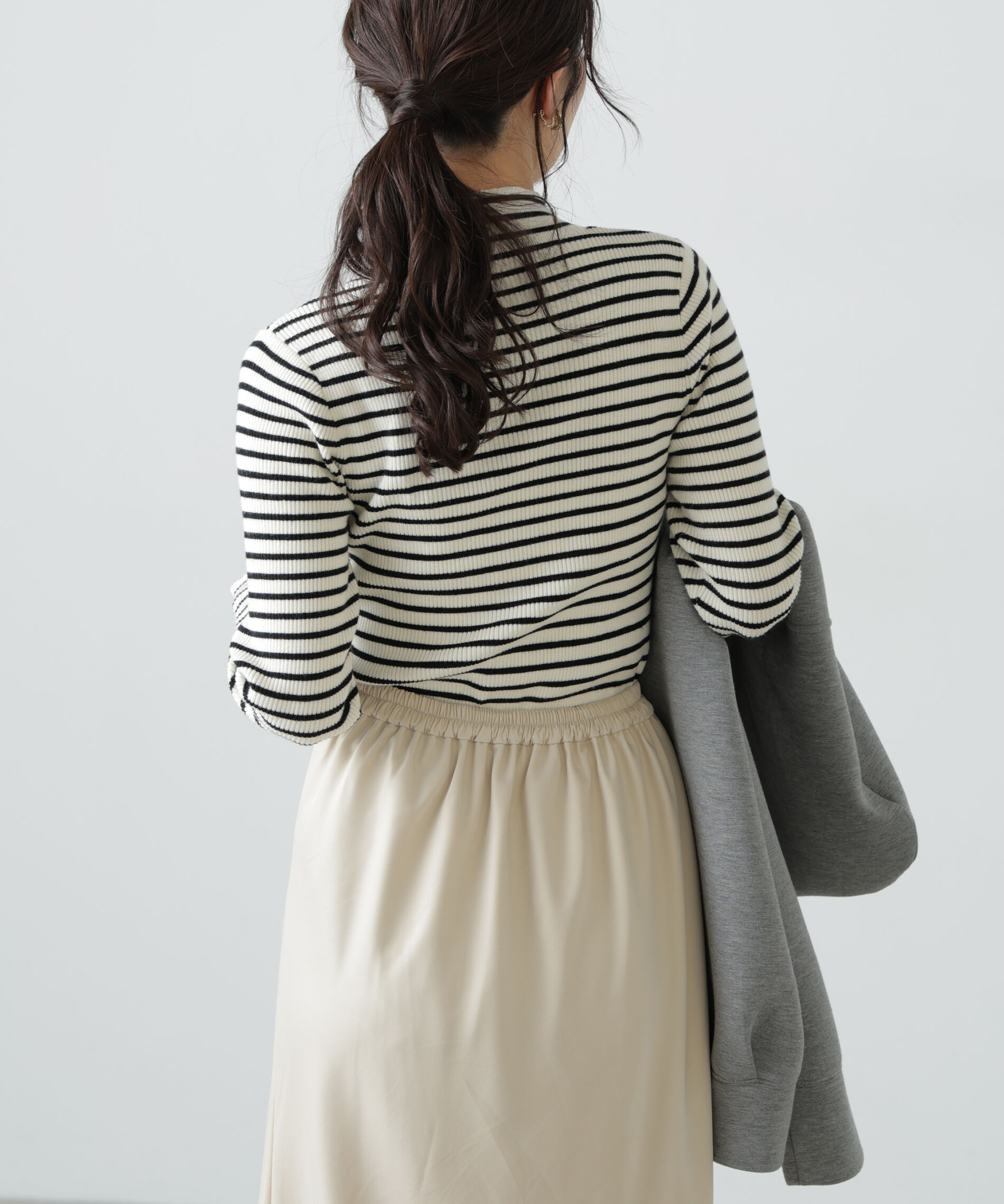  「〈洗える〉マシンウォッシャブルボトルネックリブニット」|ニット・セーター|