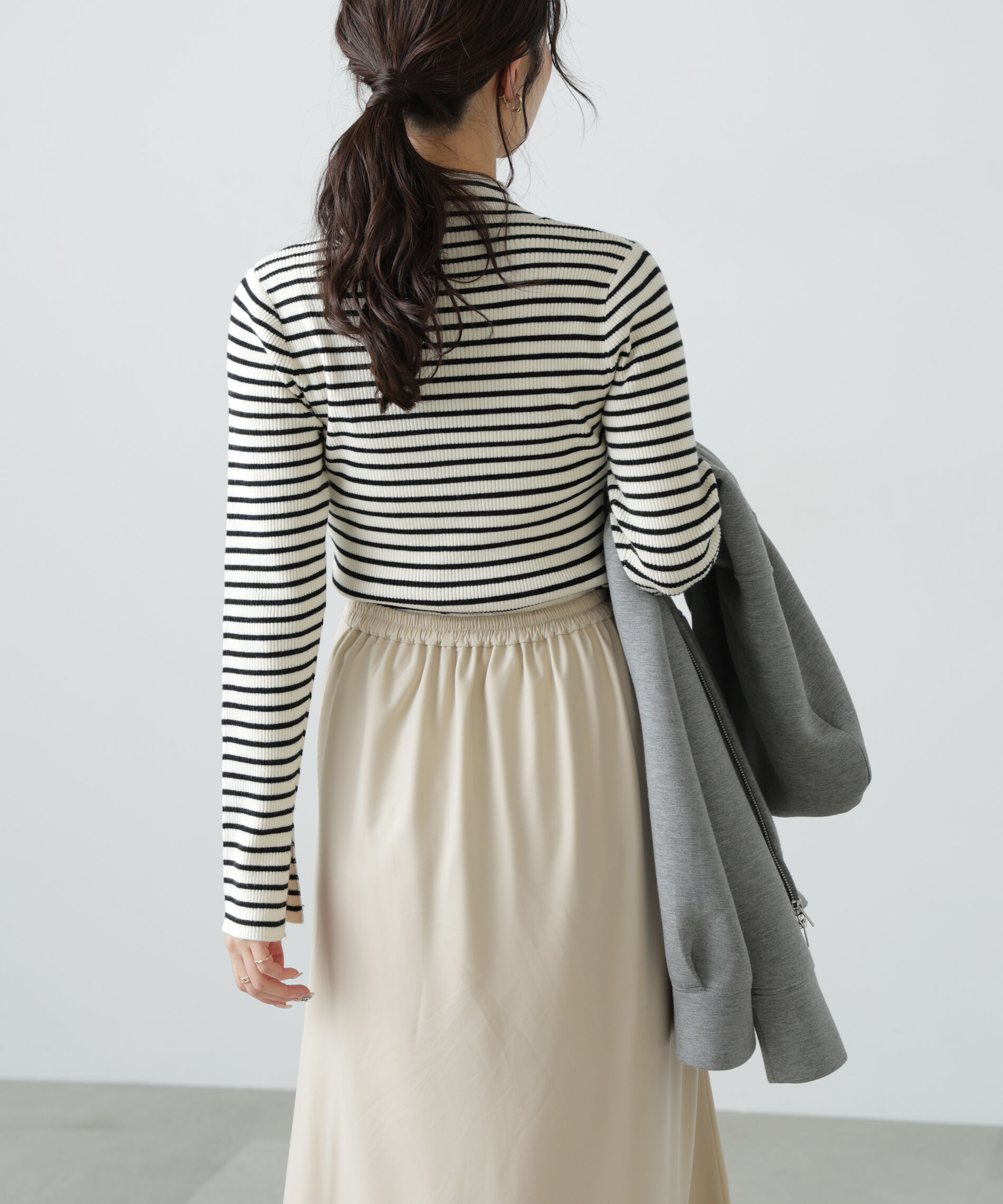  「〈洗える〉マシンウォッシャブルボトルネックリブニット」|ニット・セーター|