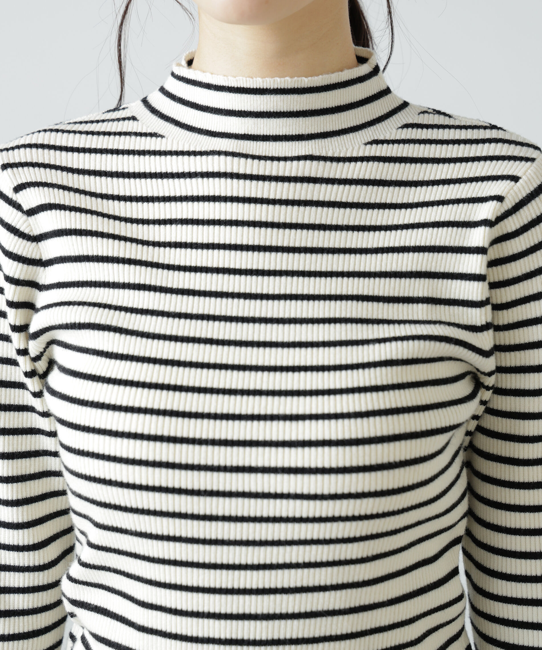  「〈洗える〉マシンウォッシャブルボトルネックリブニット」|ニット・セーター|