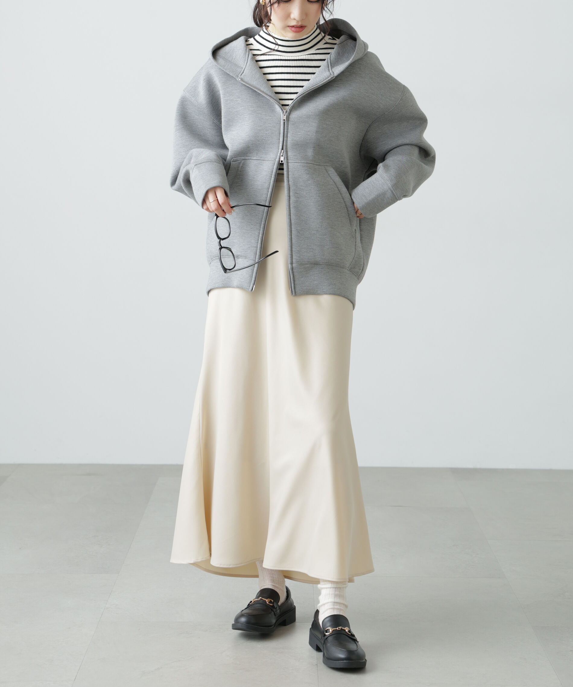  「〈洗える〉マシンウォッシャブルボトルネックリブニット」|ニット・セーター|