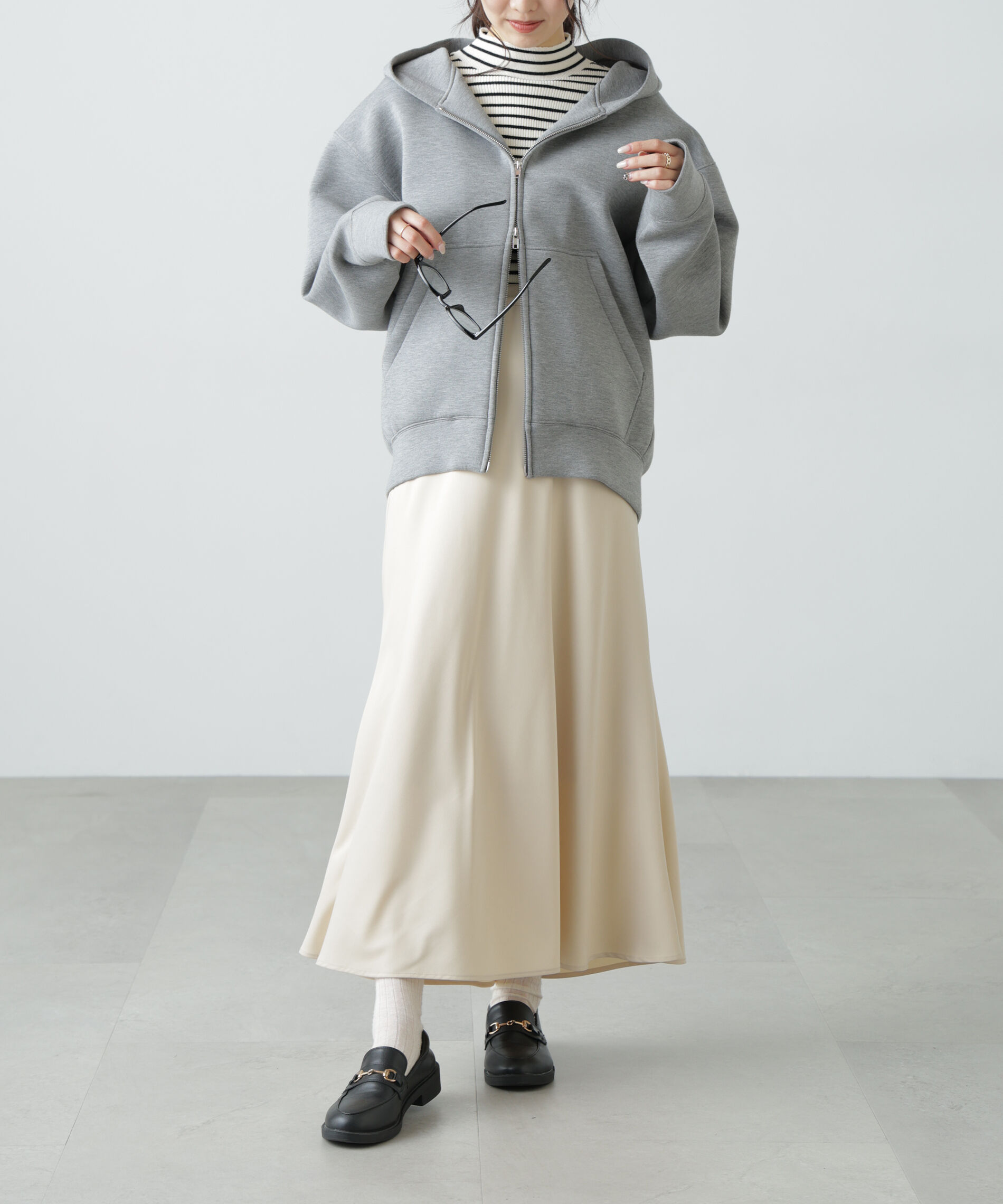  「〈洗える〉マシンウォッシャブルボトルネックリブニット」|ニット・セーター|