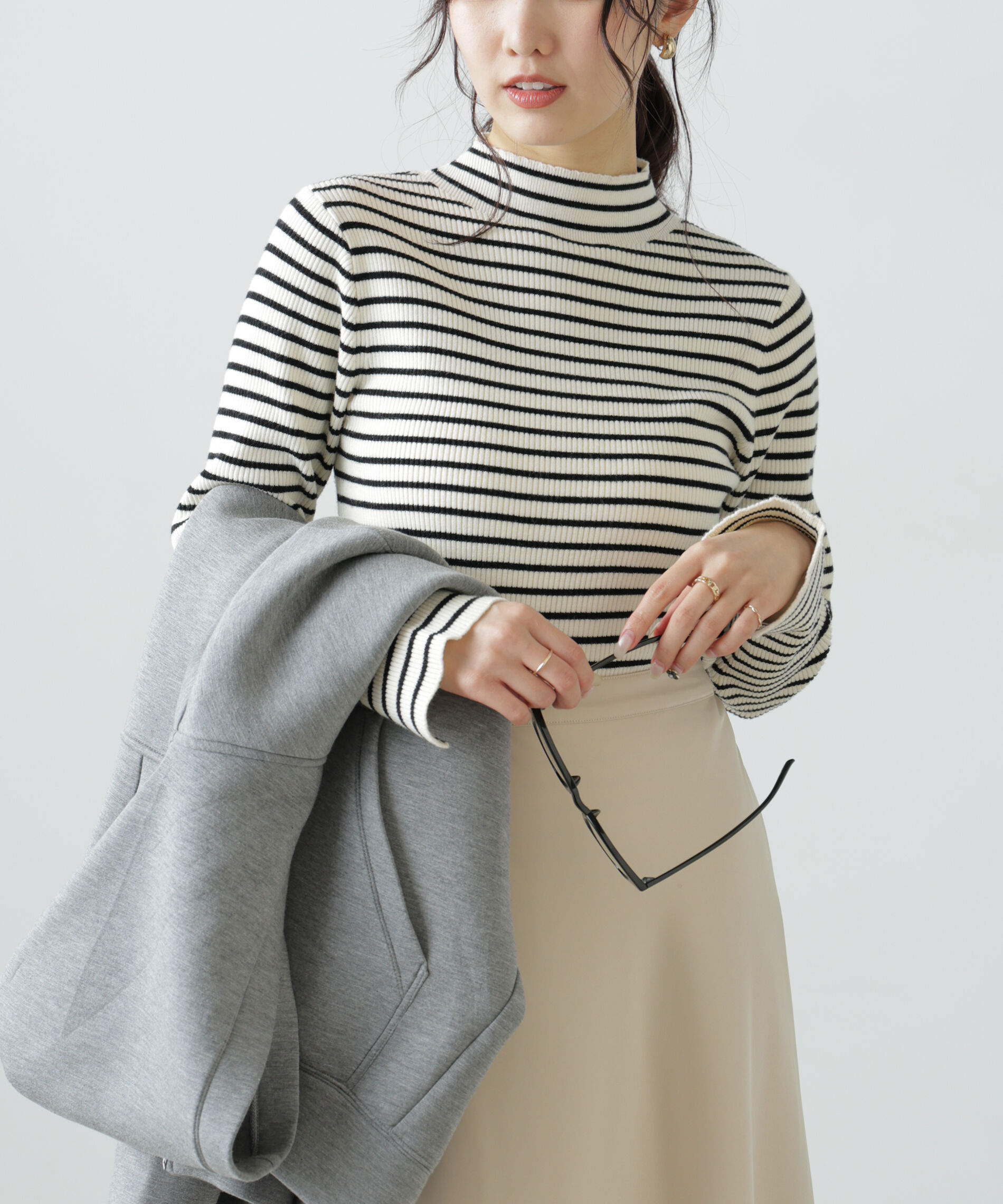  「〈洗える〉マシンウォッシャブルボトルネックリブニット」|ニット・セーター|