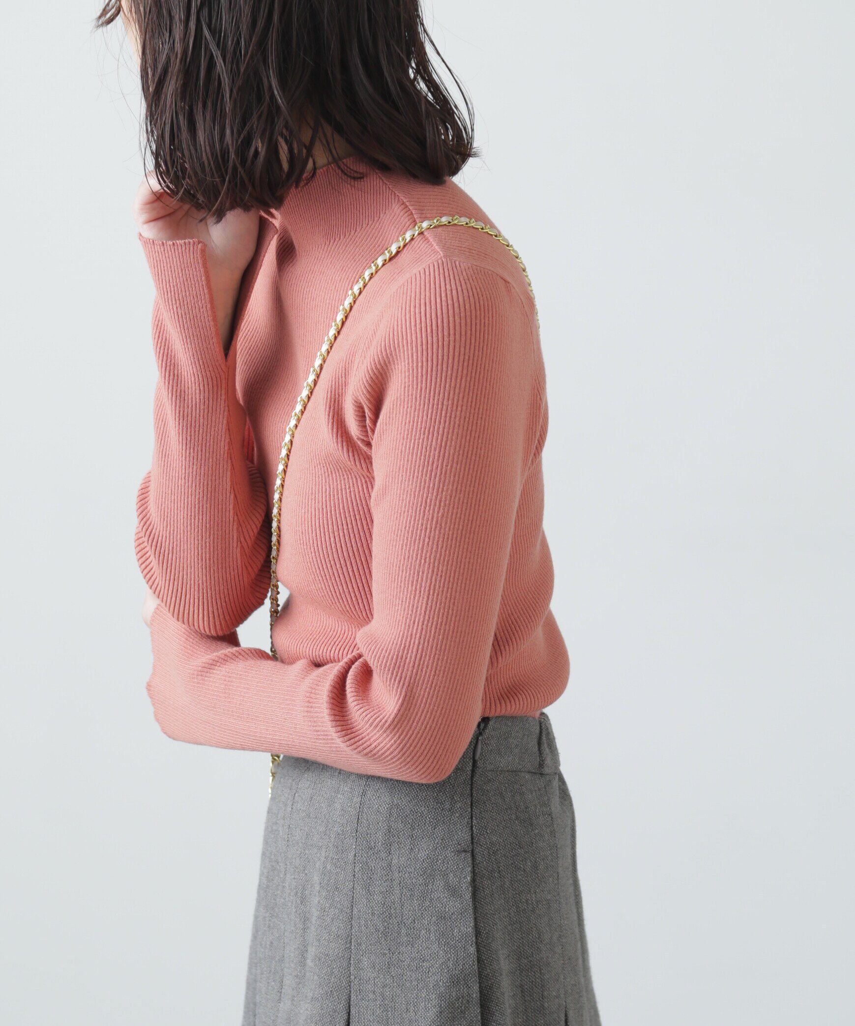  「〈洗える〉マシンウォッシャブルボトルネックリブニット」|ニット・セーター|