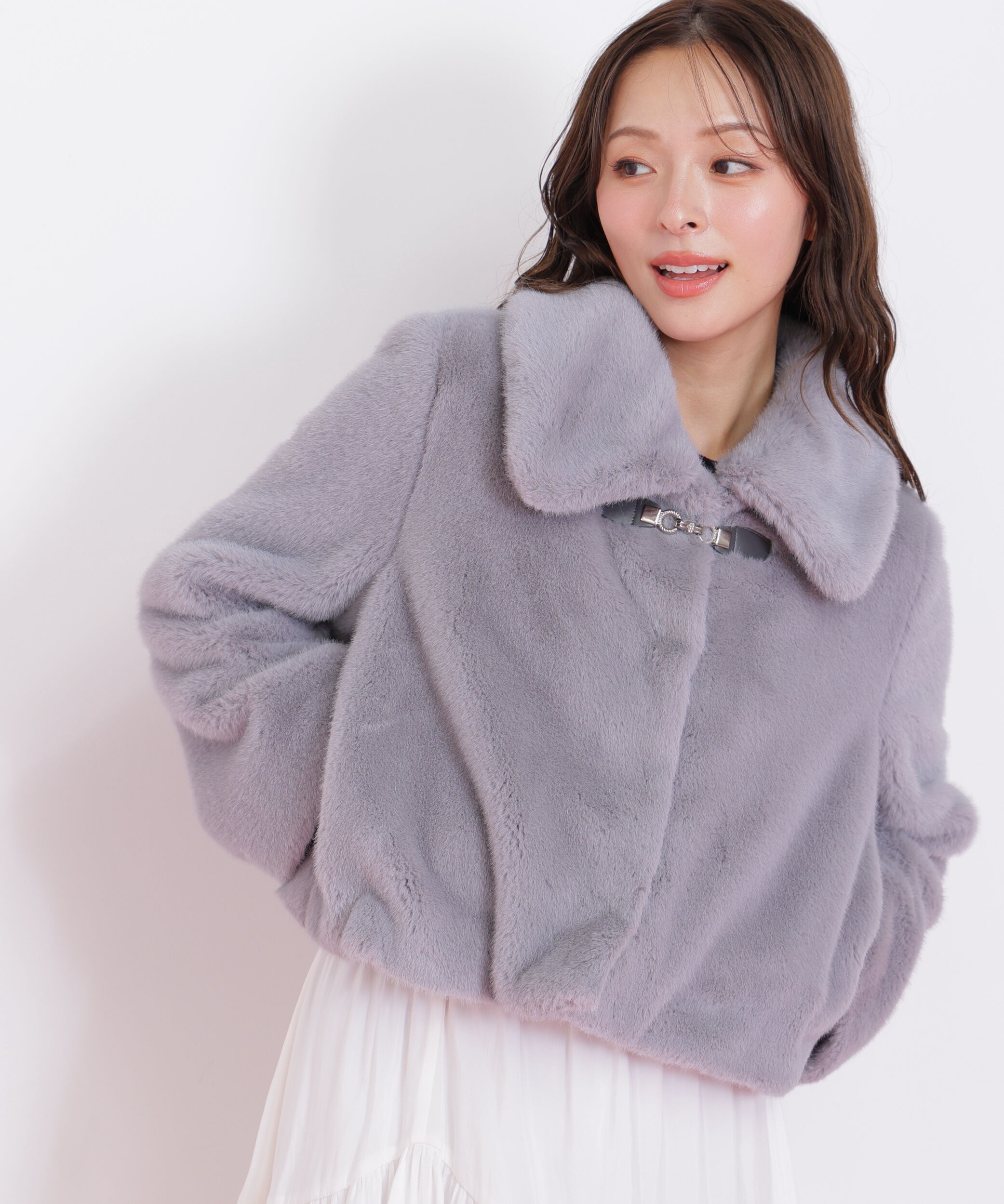  「フェイクファーショートジャケット」|その他|グレー