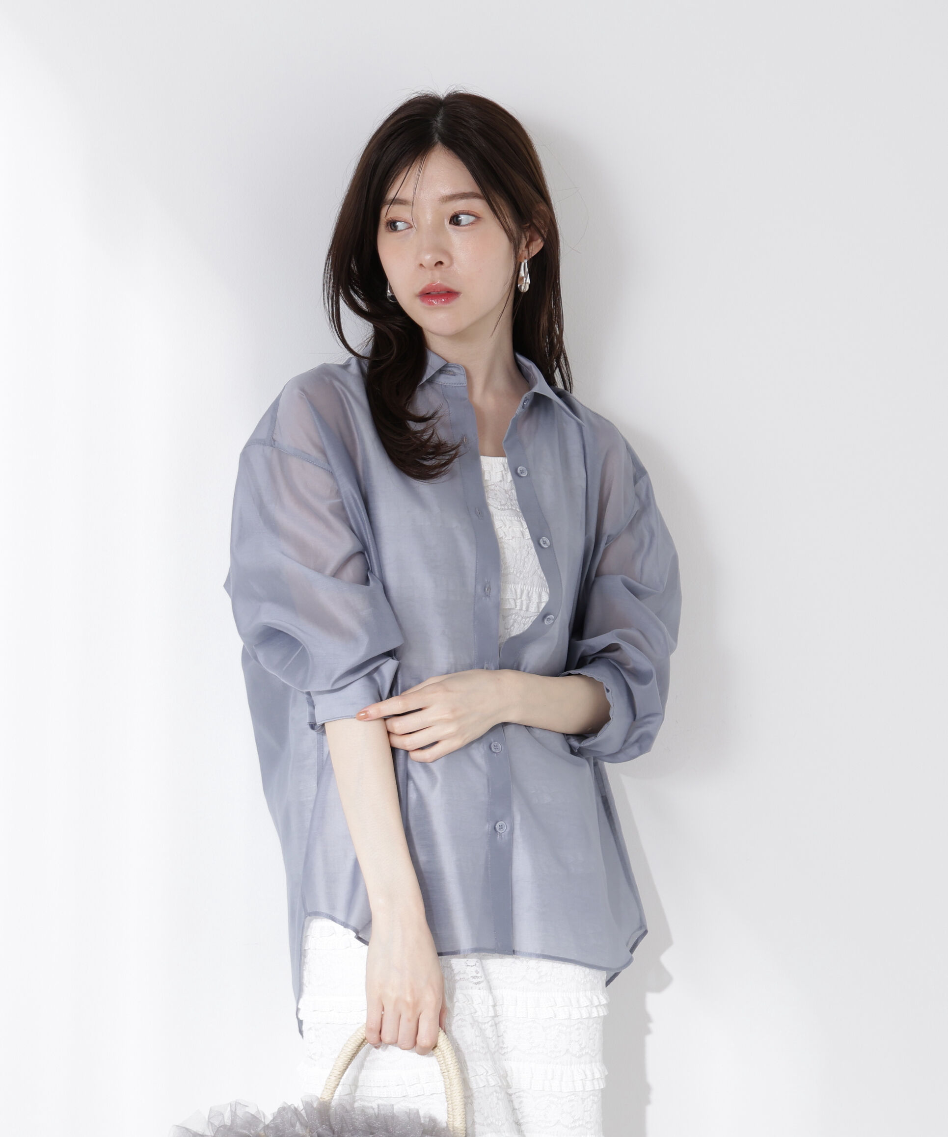 PROPORTION BODY DRESSING「シアーシャツ」|シャツ・ブラウス|ブルー