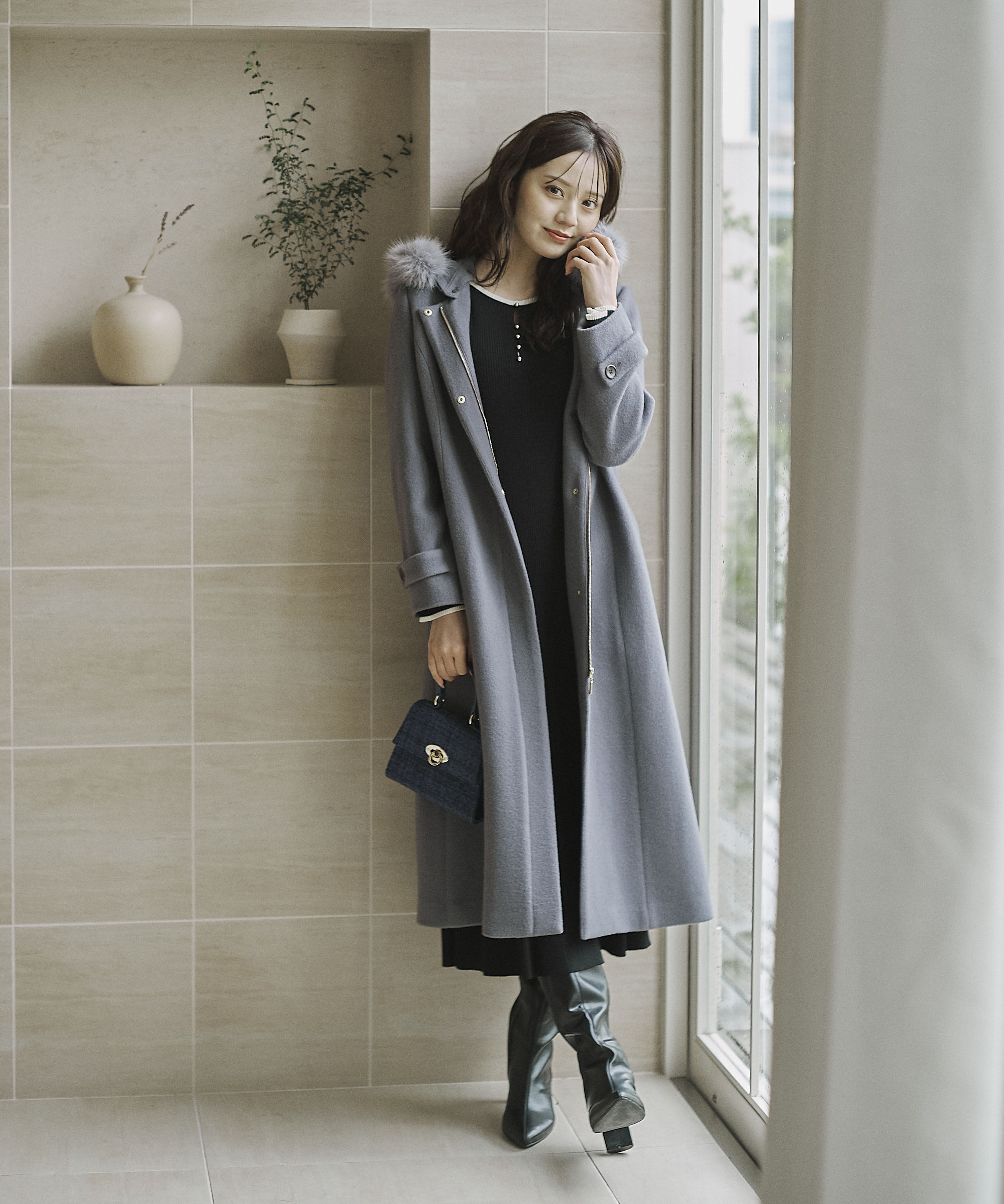 PROPORTION BODY DRESSING「モッサフードフェイクファーロングコート 25AW」|その他|