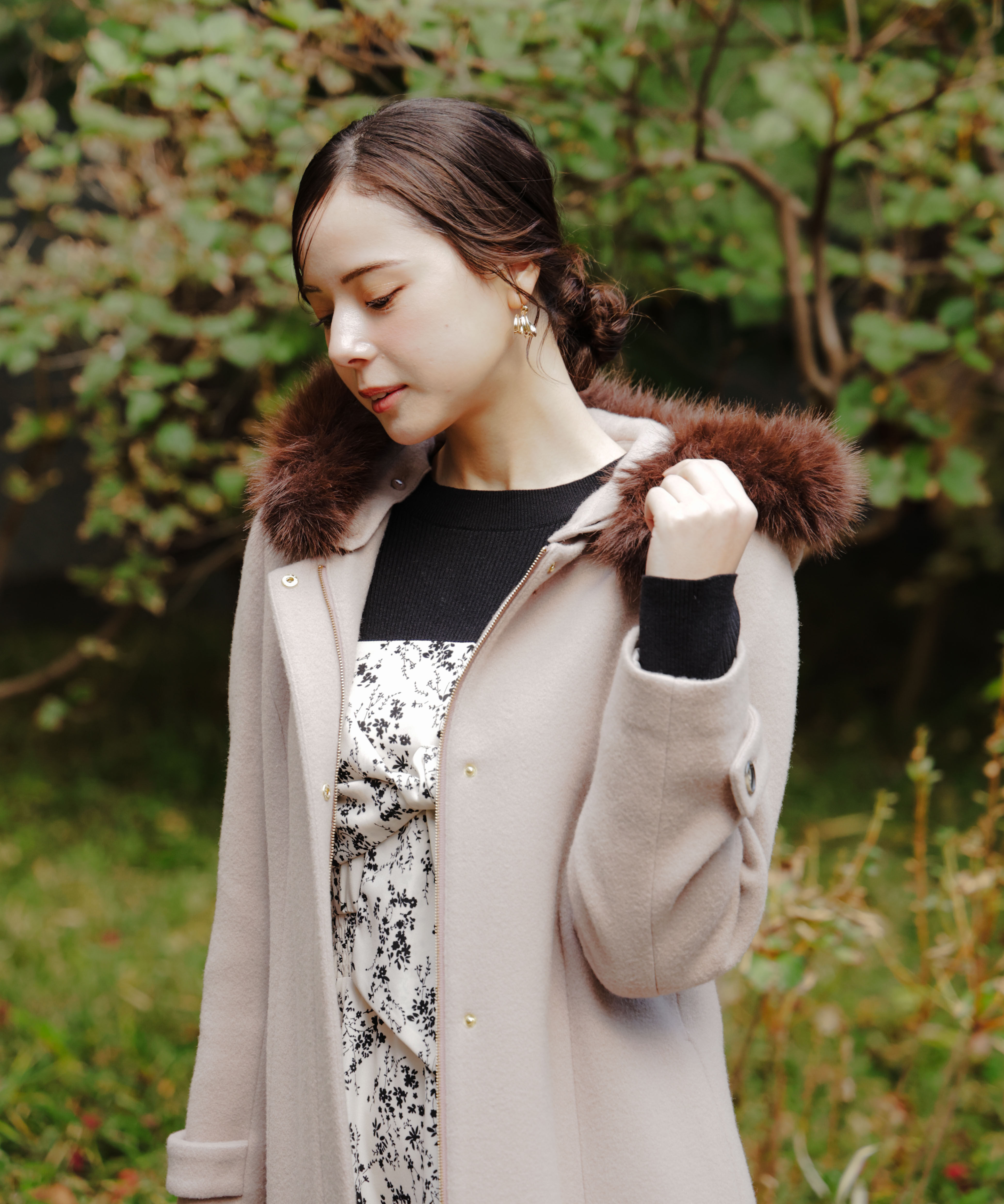 PROPORTION BODY DRESSING「モッサフードフェイクファーロングコート 25AW」|その他|