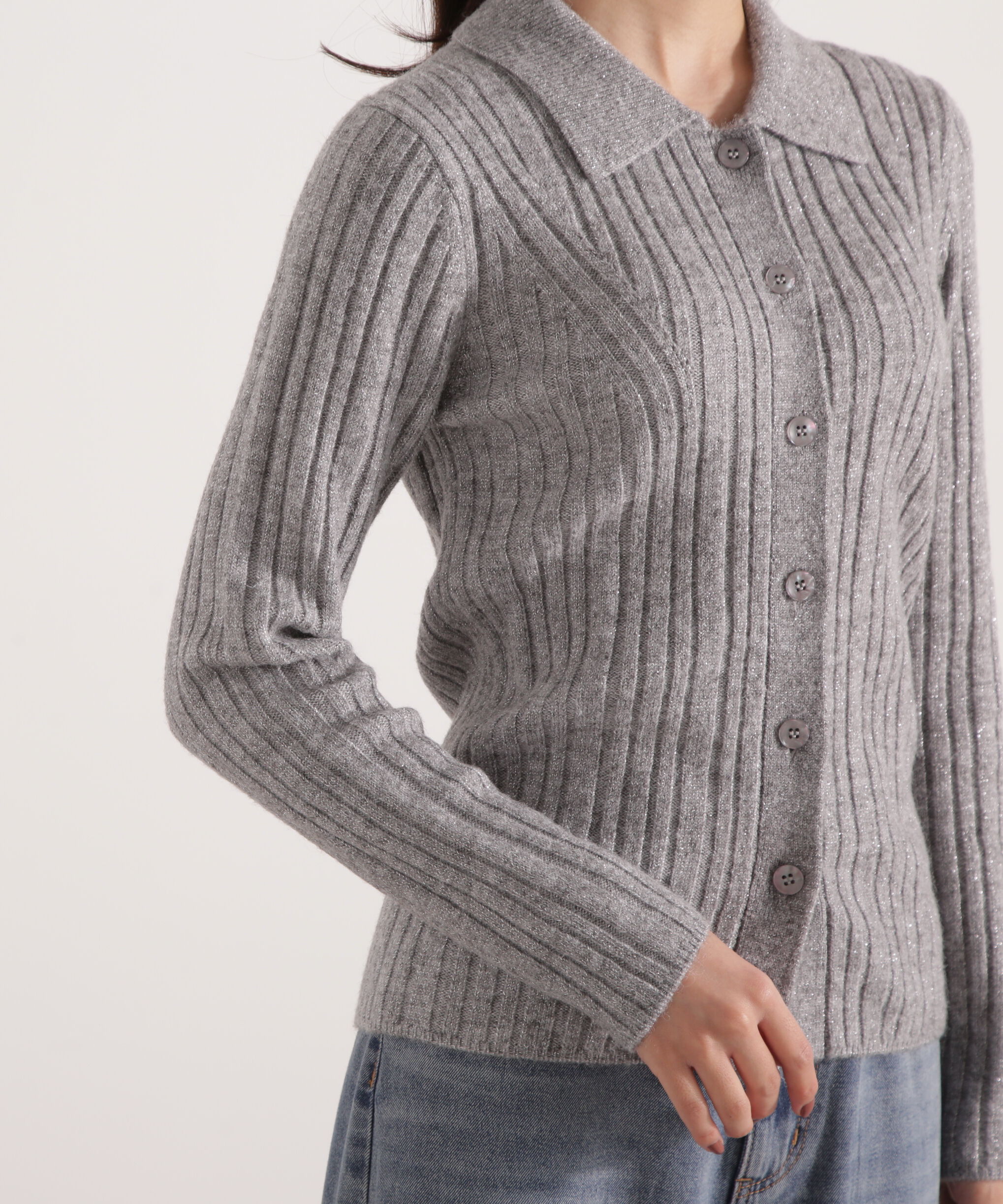 PROPORTION BODY DRESSING「カラーネックラメニット 25AW」|ニット・セーター|