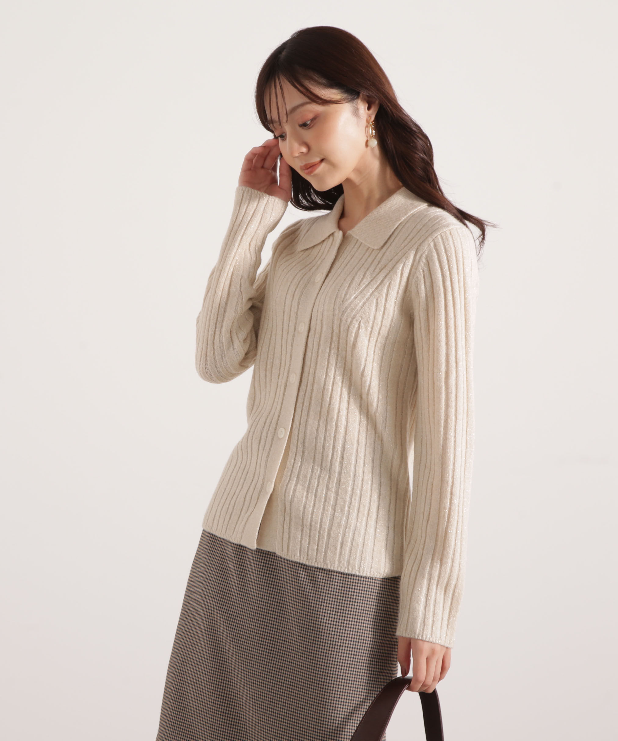 PROPORTION BODY DRESSING「カラーネックラメニット 25AW」|ニット・セーター|