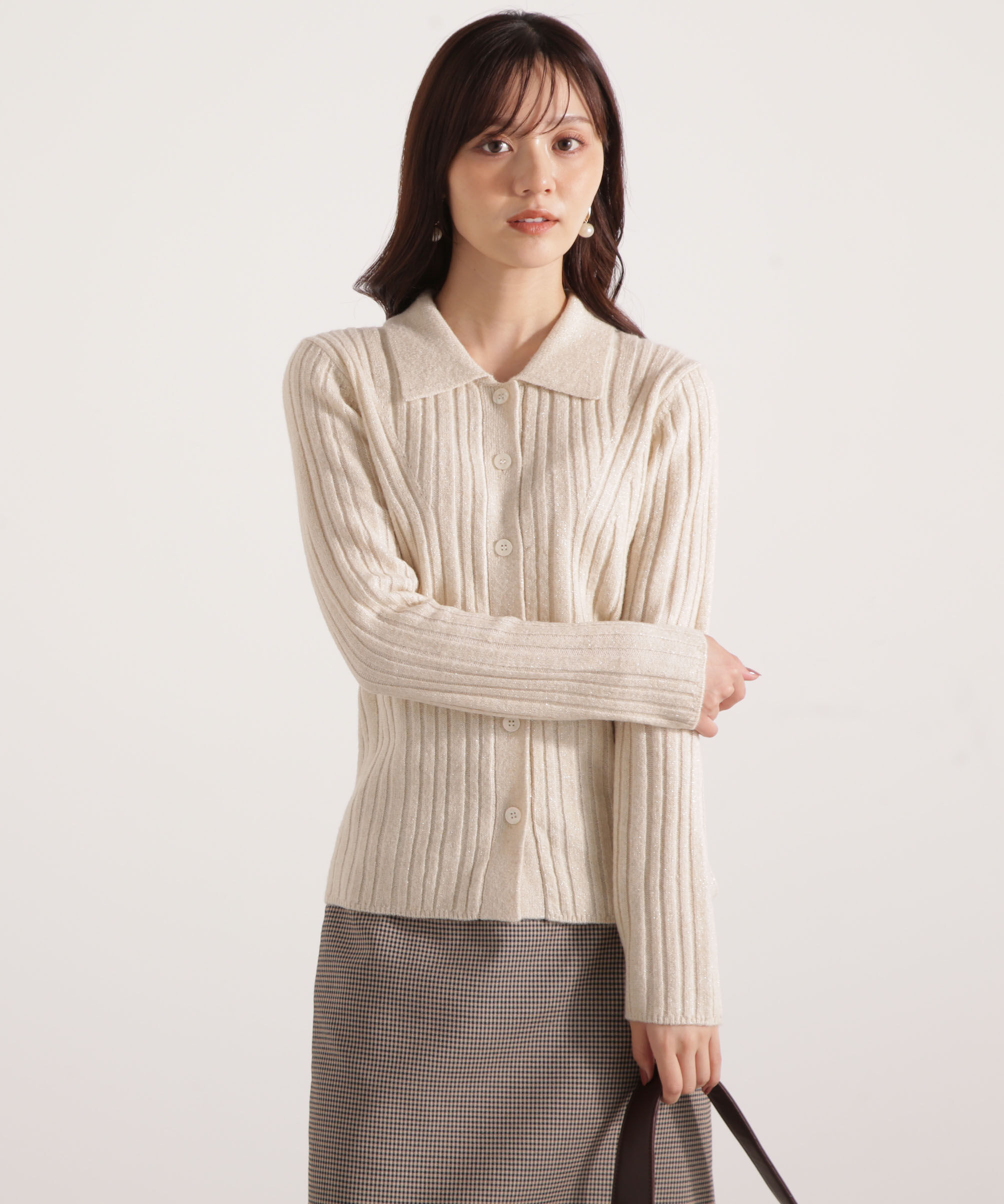 PROPORTION BODY DRESSING「カラーネックラメニット 25AW」|ニット・セーター|