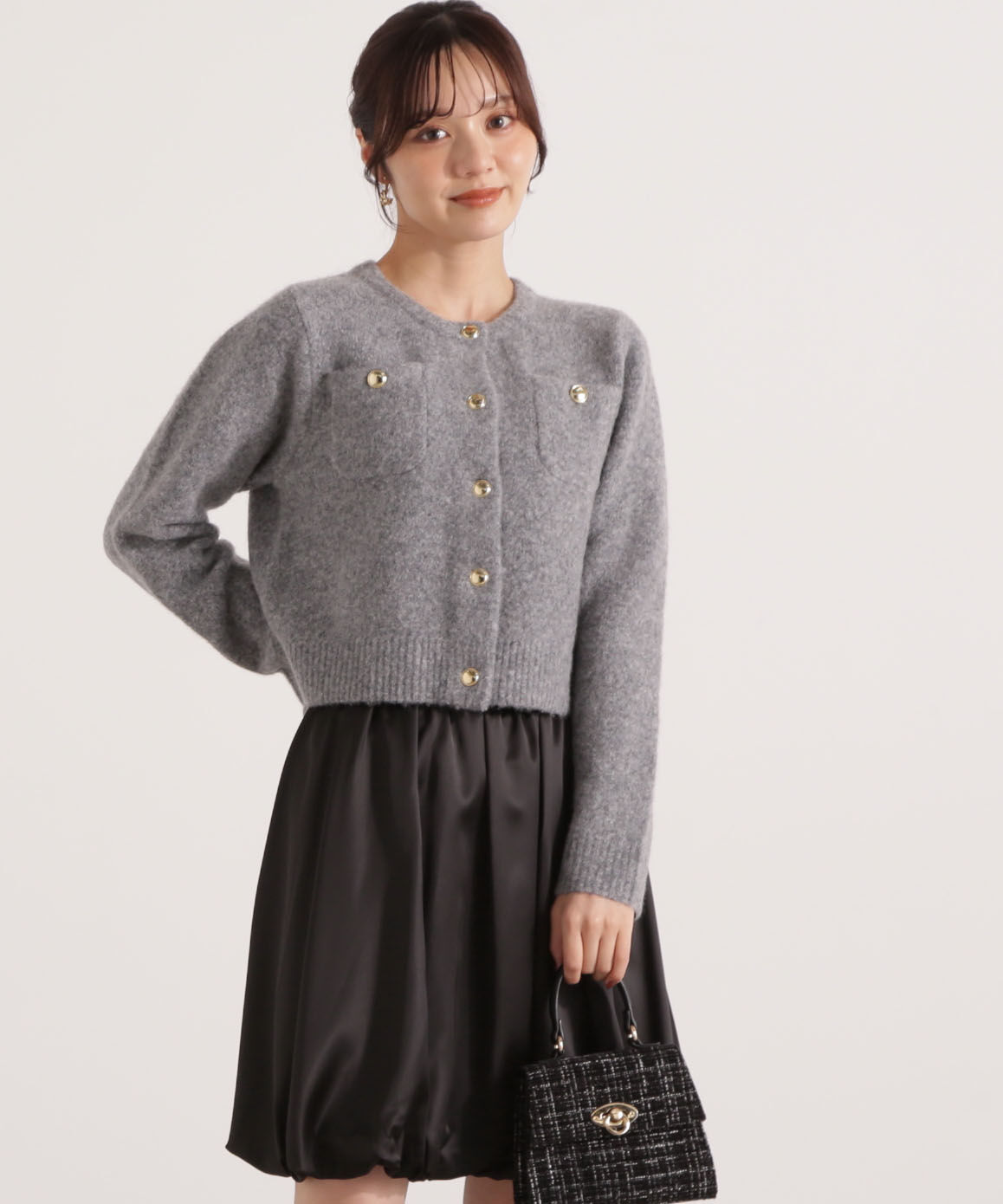 PROPORTION BODY DRESSING「釦POINTウール混カーディガン 25AW」|カーディガン|