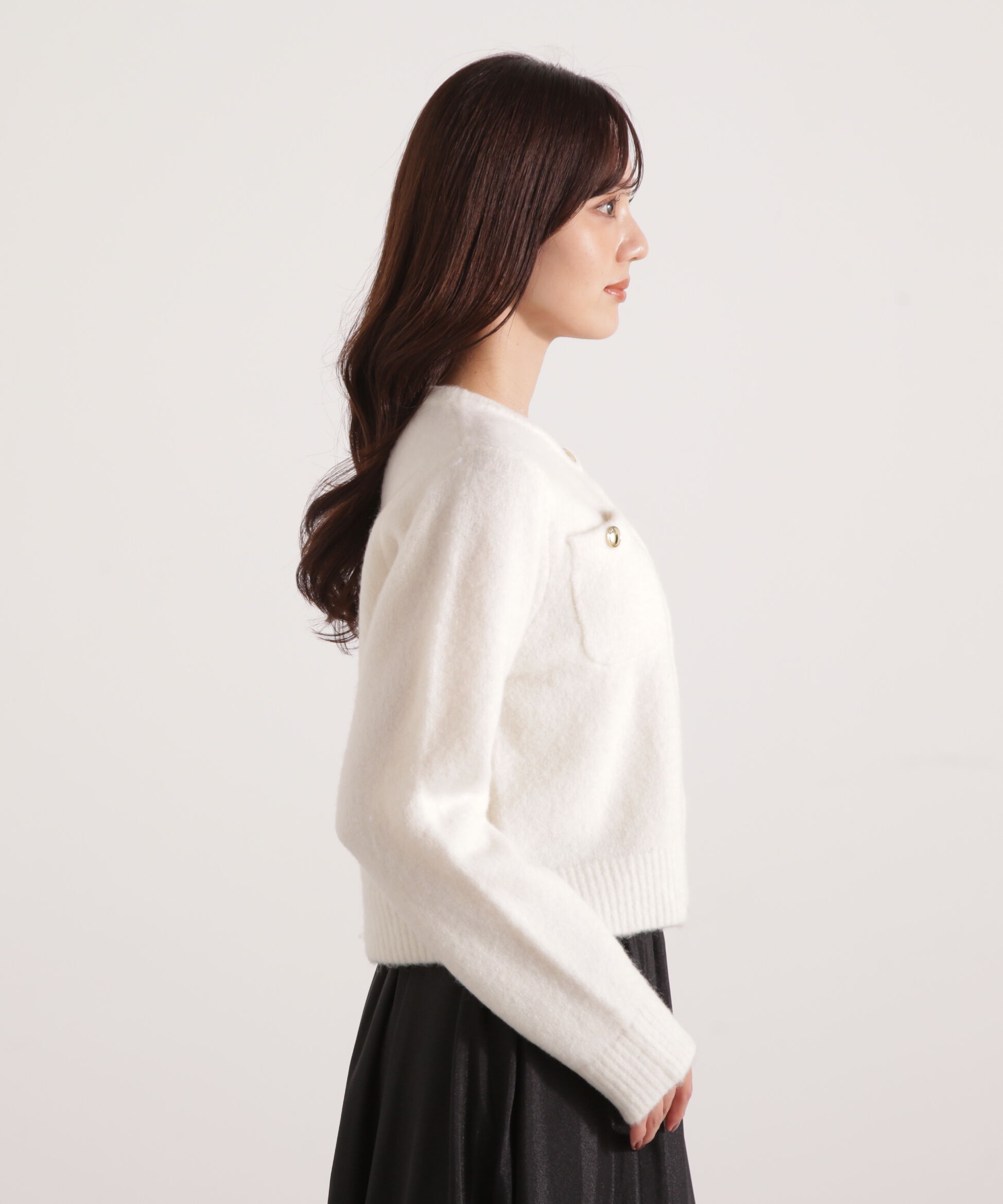 PROPORTION BODY DRESSING「釦POINTウール混カーディガン 25AW」|カーディガン|