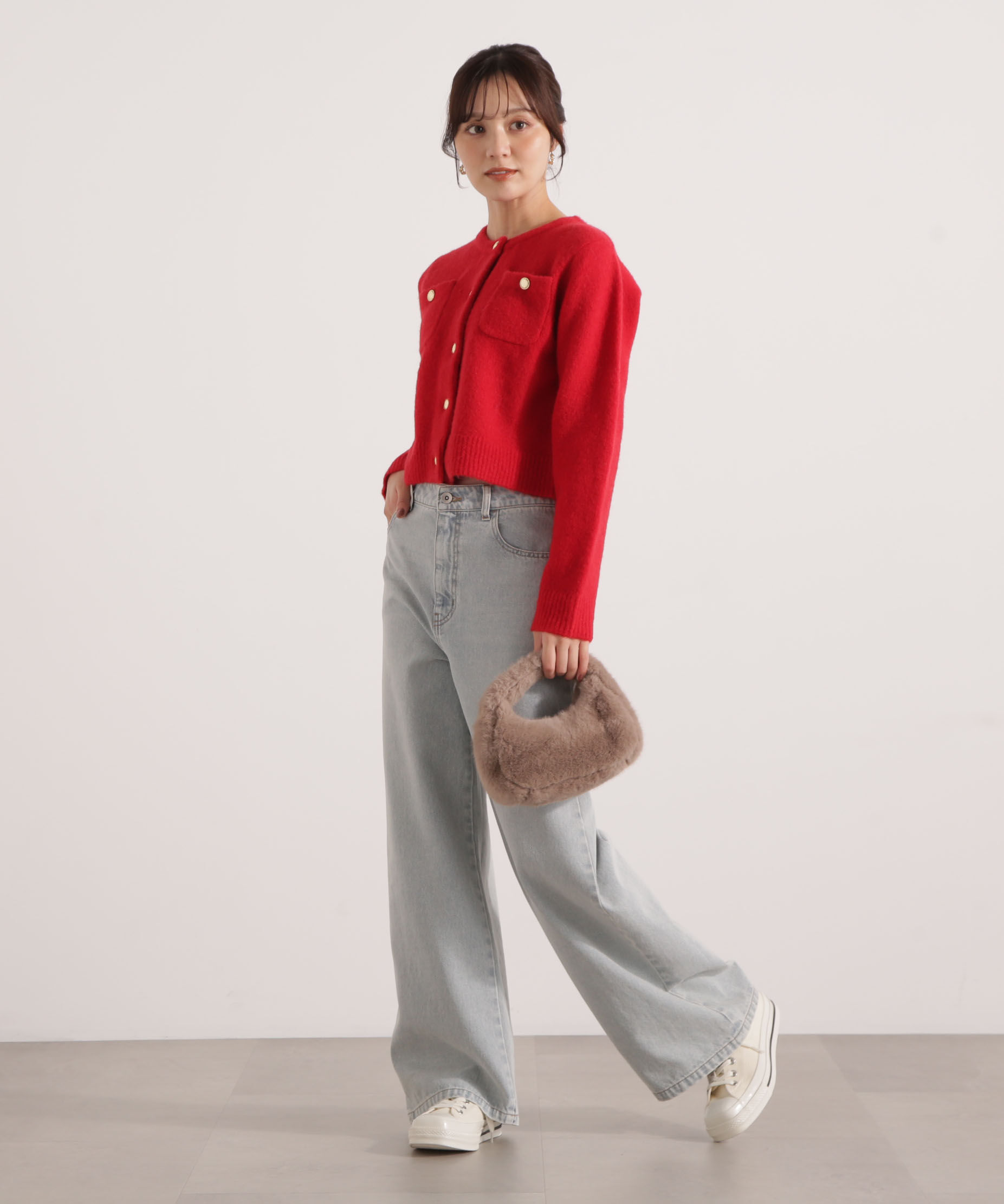 PROPORTION BODY DRESSING「釦POINTウール混カーディガン 25AW」|カーディガン|