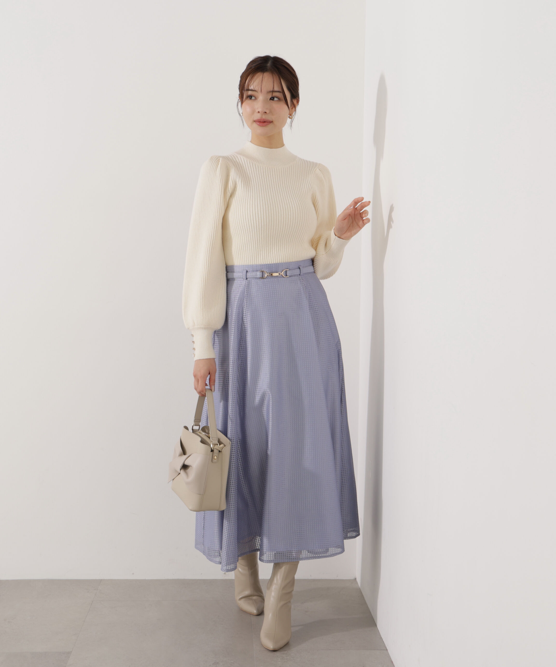 PROPORTION BODY DRESSING「ビット付きシアーメッシュスカート」|スカート|ブルー