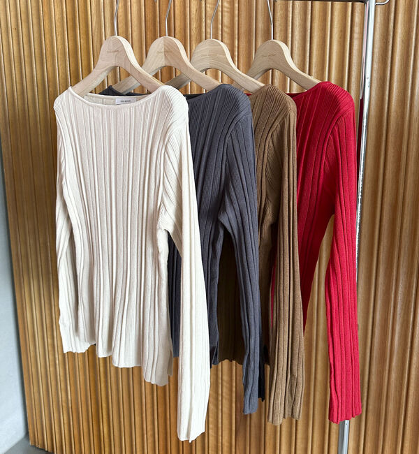 Doux archives「ボートネックランダムリブニット」|ニット・セーター|IVORY