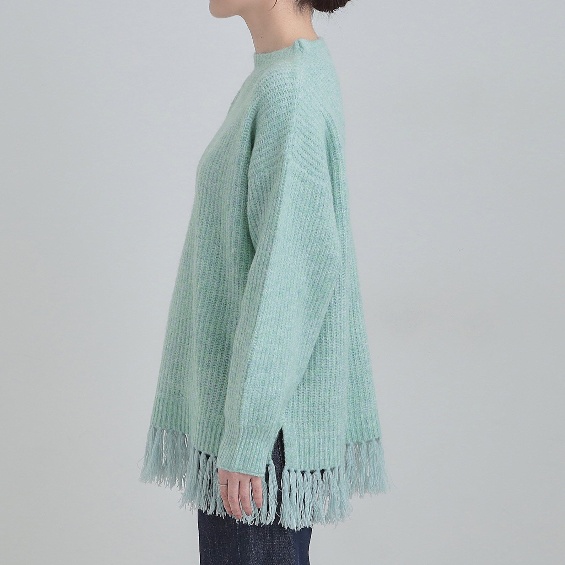 SHOO･LA･RUE「【S-LL】1枚でサマ見え 裾フリンジニット」|ニット・セーター|