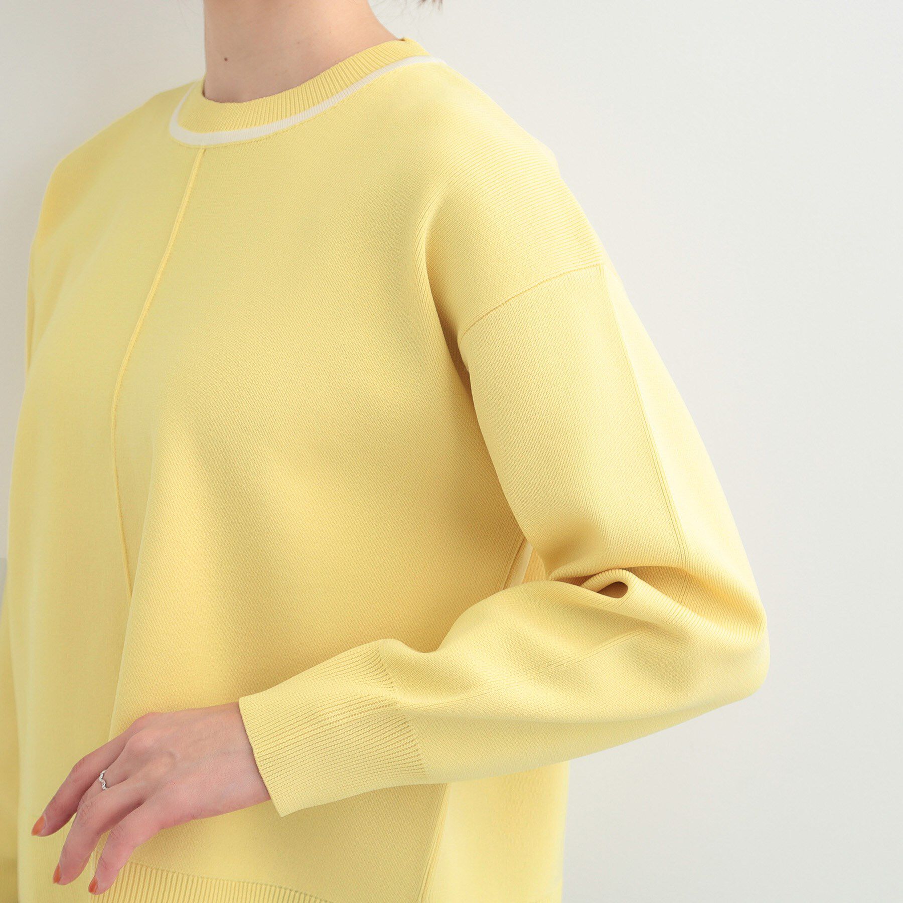 SHOO･LA･RUE「【洗濯機可/S-LL】体型カバーが叶う スポンディッシュ パイピングニット」|ニット・セーター|