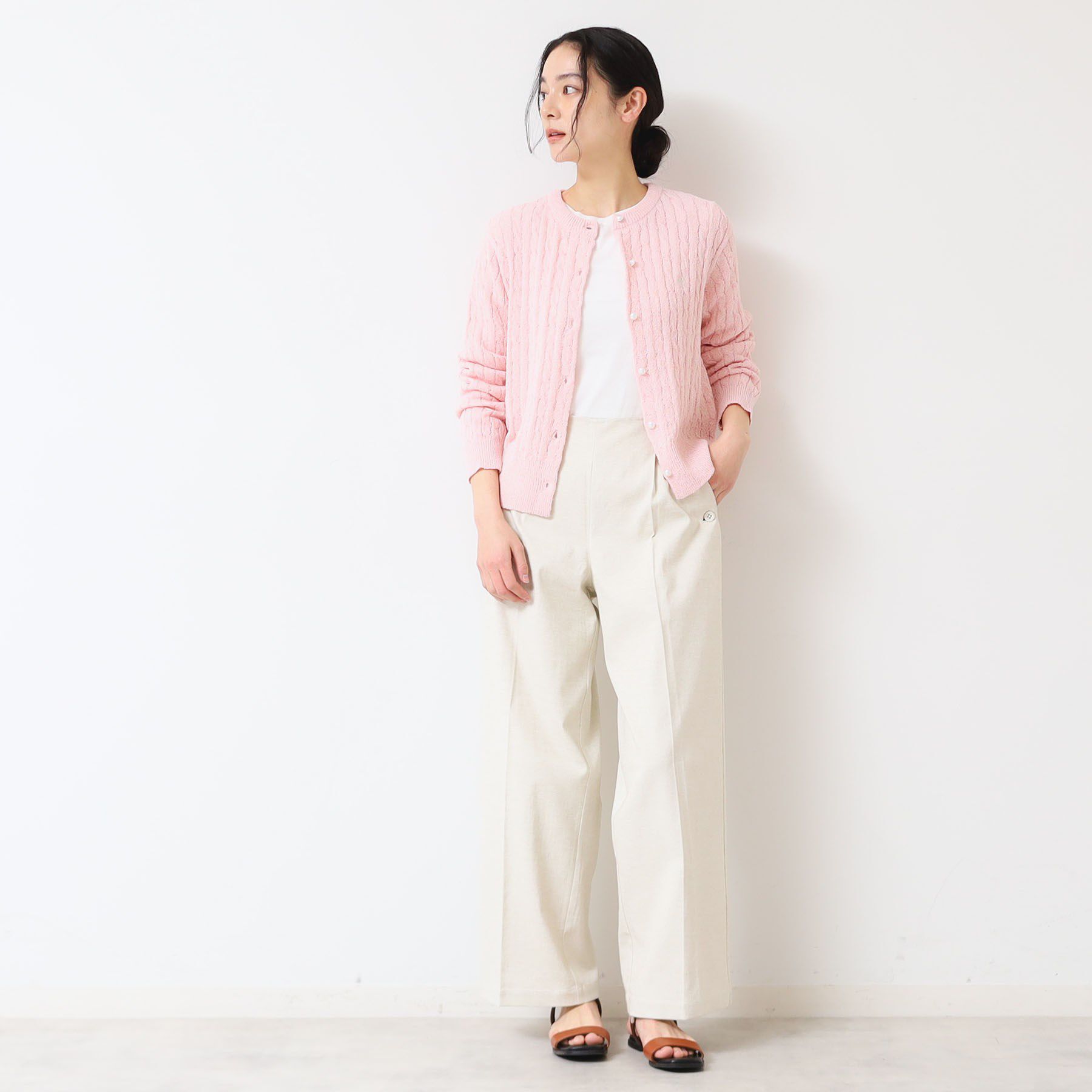 Dessin「【洗える】ブークレケーブルカーディガン」|カーディガン|