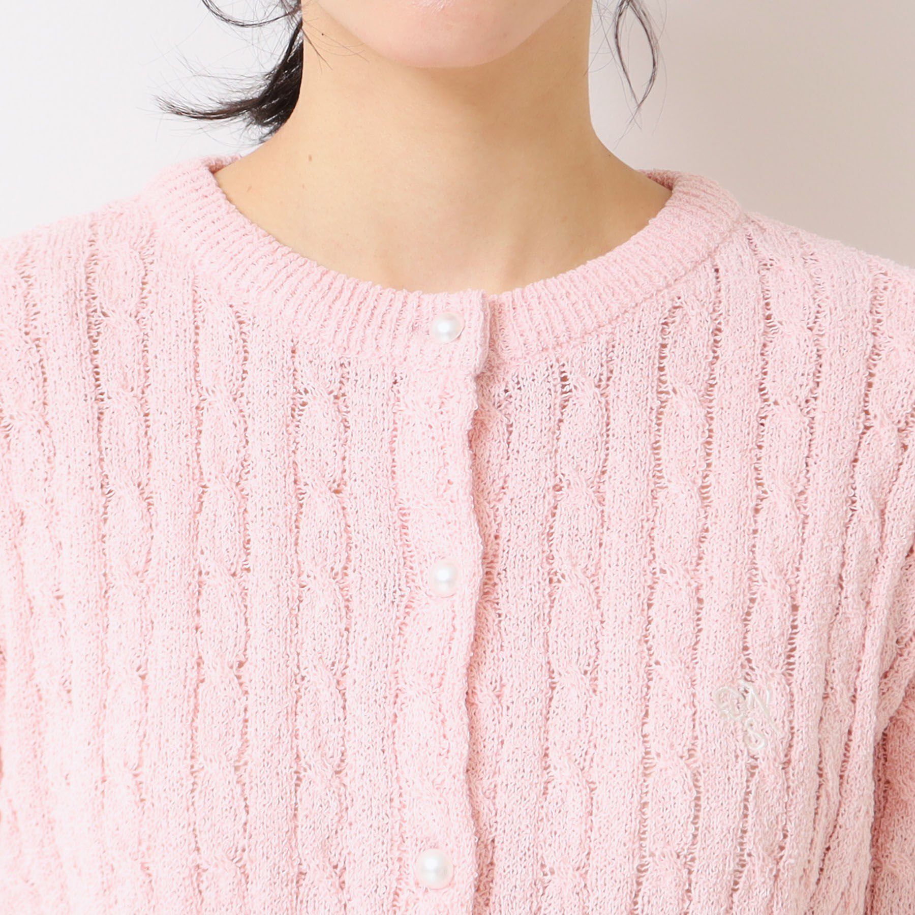 Dessin「【洗える】ブークレケーブルカーディガン」|カーディガン|