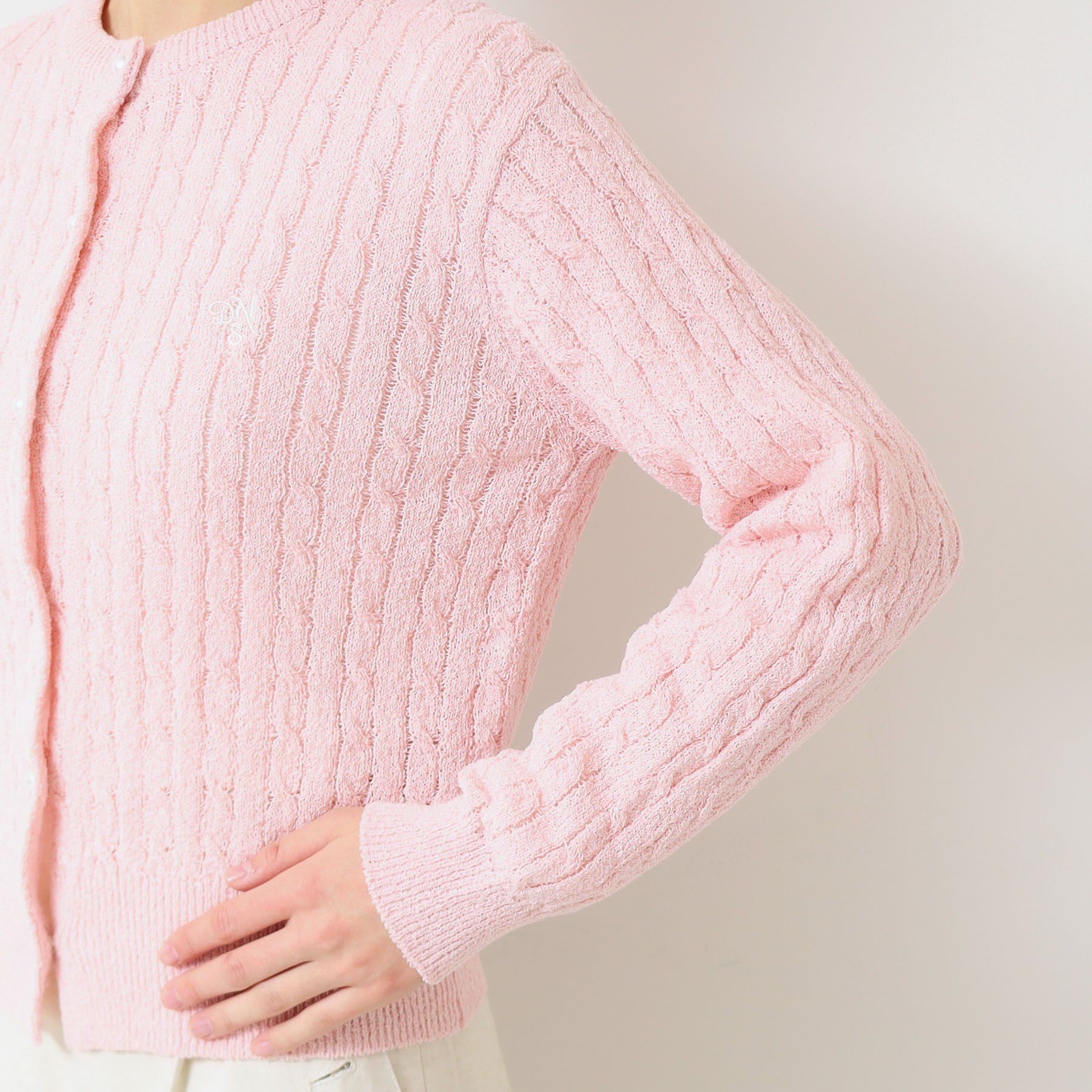 Dessin「【洗える】ブークレケーブルカーディガン」|カーディガン|