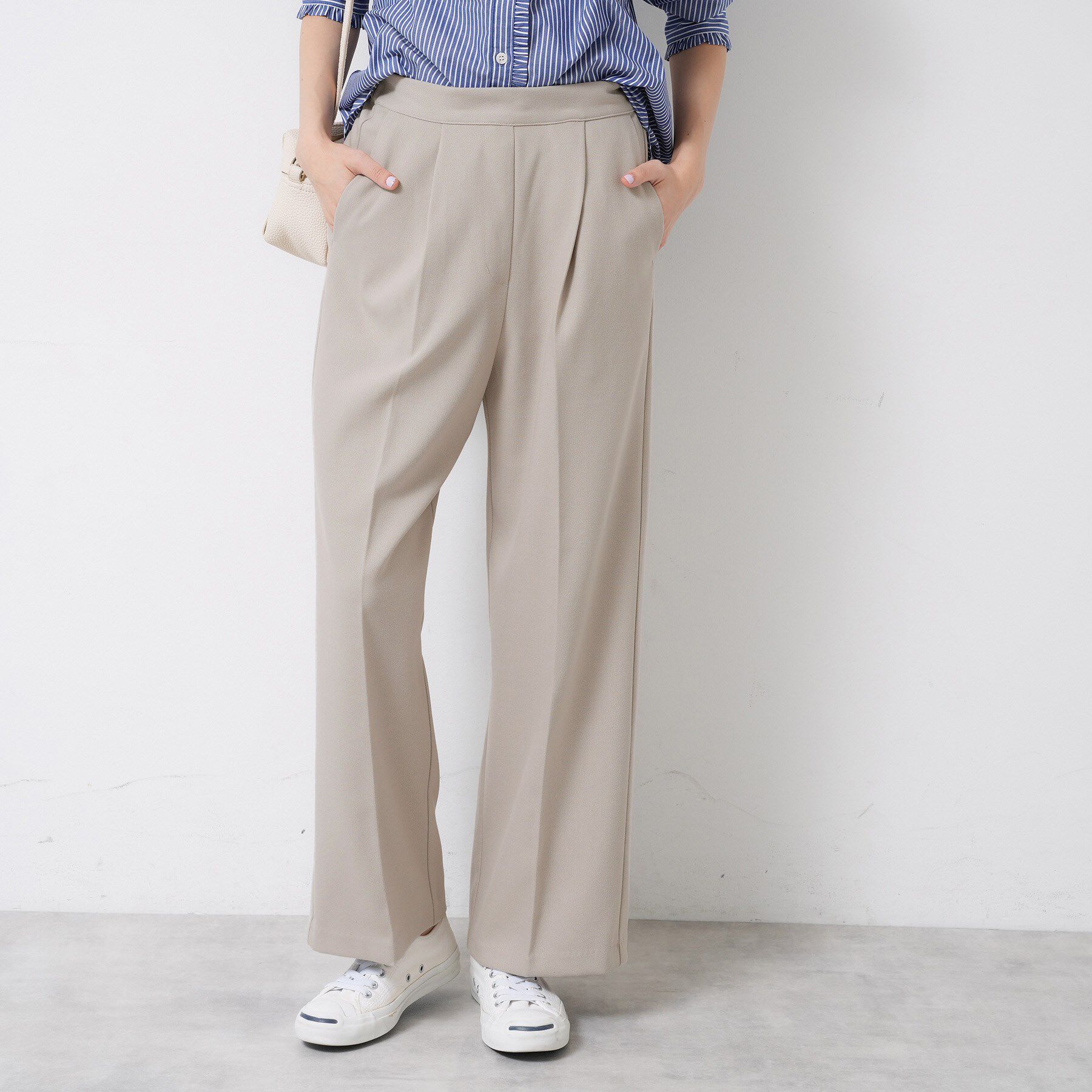 Dessin「【洗える】裏起毛セミワイドツイルパンツ」|その他|グレージュ(050)