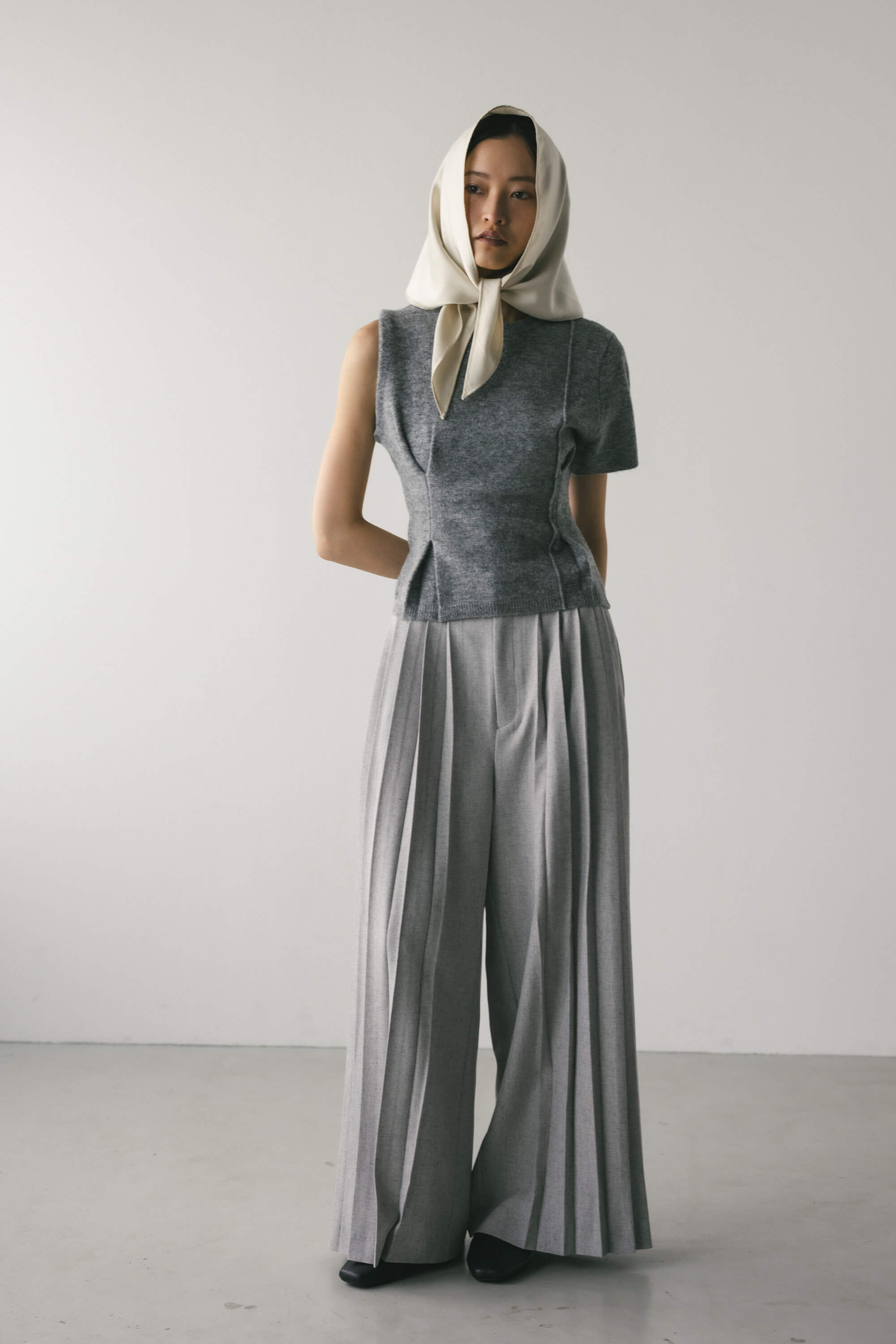 STYLEMIXER「アシンメトリーニットトップ」|ニット・セーター|GRY