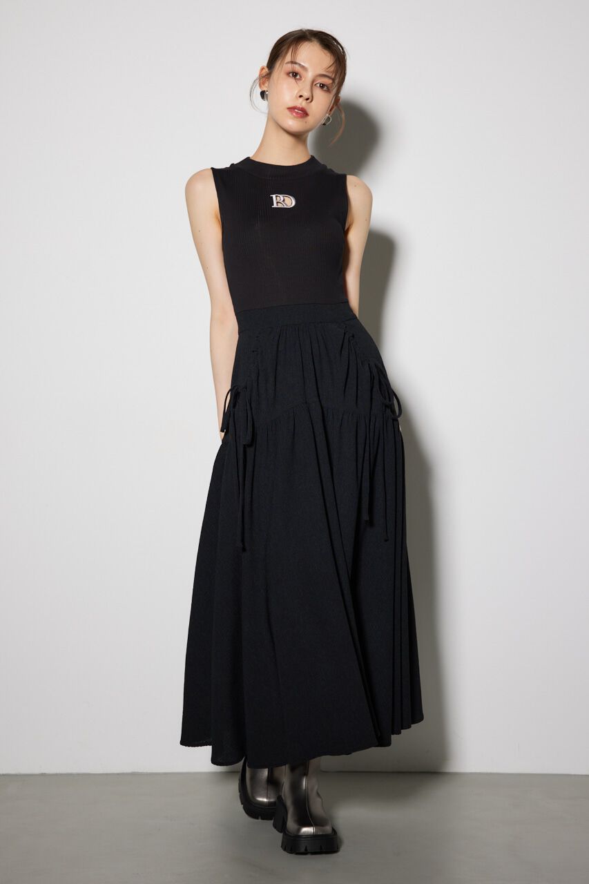 rienda「RDロゴカットコンビワンピース」|ワンピース|BLK