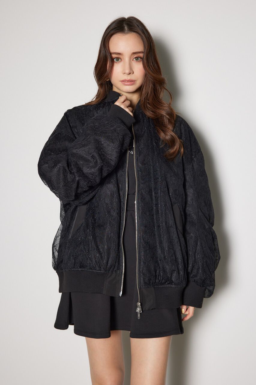 rienda「レースコンビMA-1」|ブルゾン・スタジャン|BLK